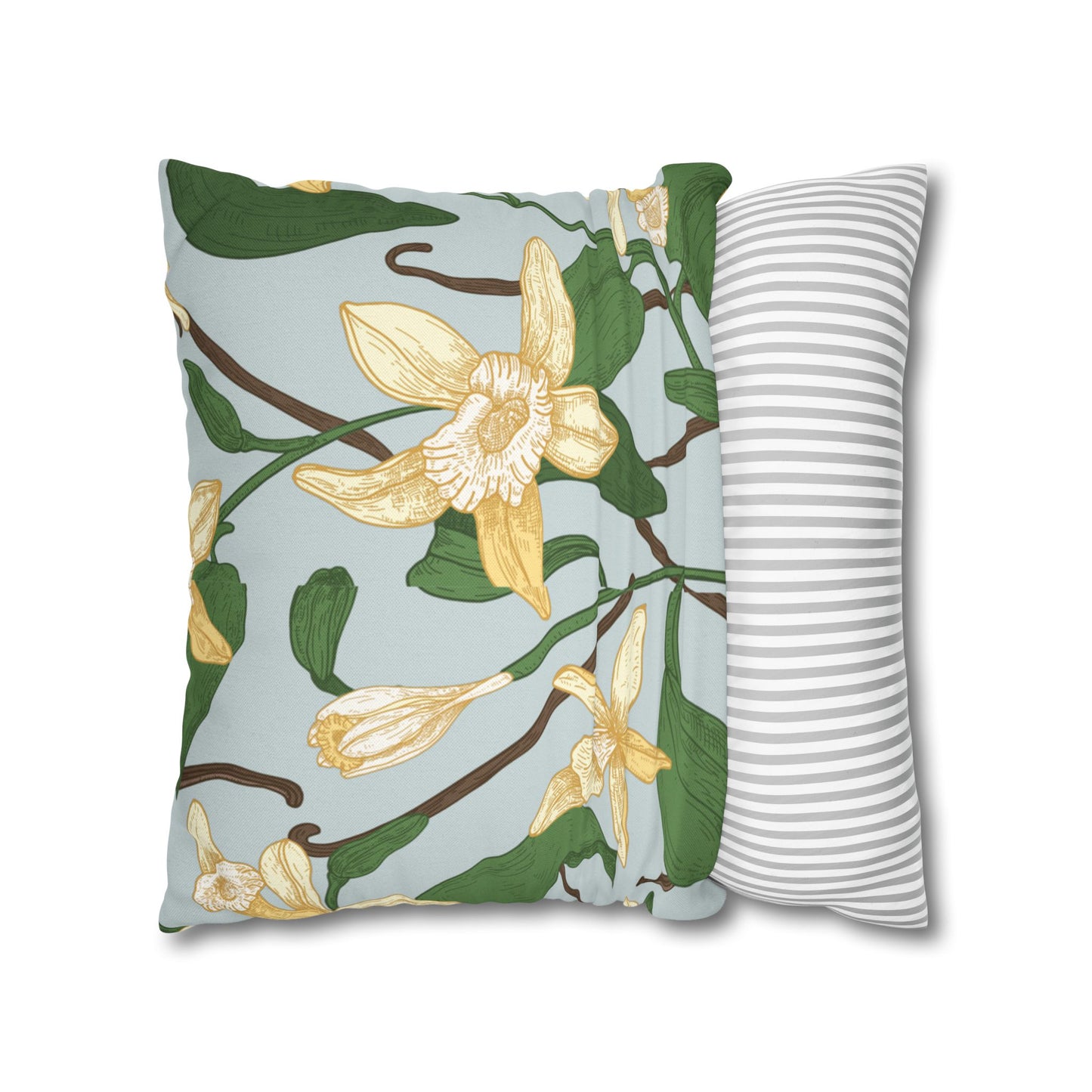Vanilla Bean Printed Square Pillow Cover (no insert) - Multiple Sizes (14"x14", 16"x16", 18"x18", 20"x20"), Includes zipper closure