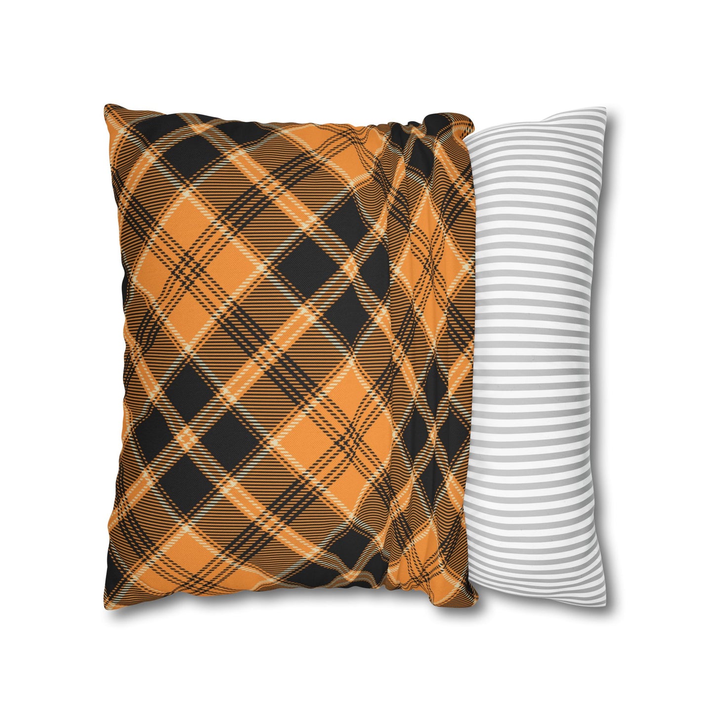 Halloween Plaid Pillow Cover (no insert) - Multiple Sizes (14"x14", 16"x16", 18"x18", 20"x20") Autumn Fall Plaid Pillowcase, Halloween Home Decor, Seasonal Cushion Cover, Perfect for Thanksgiving and Fall Decor, Home Gift for Halloween