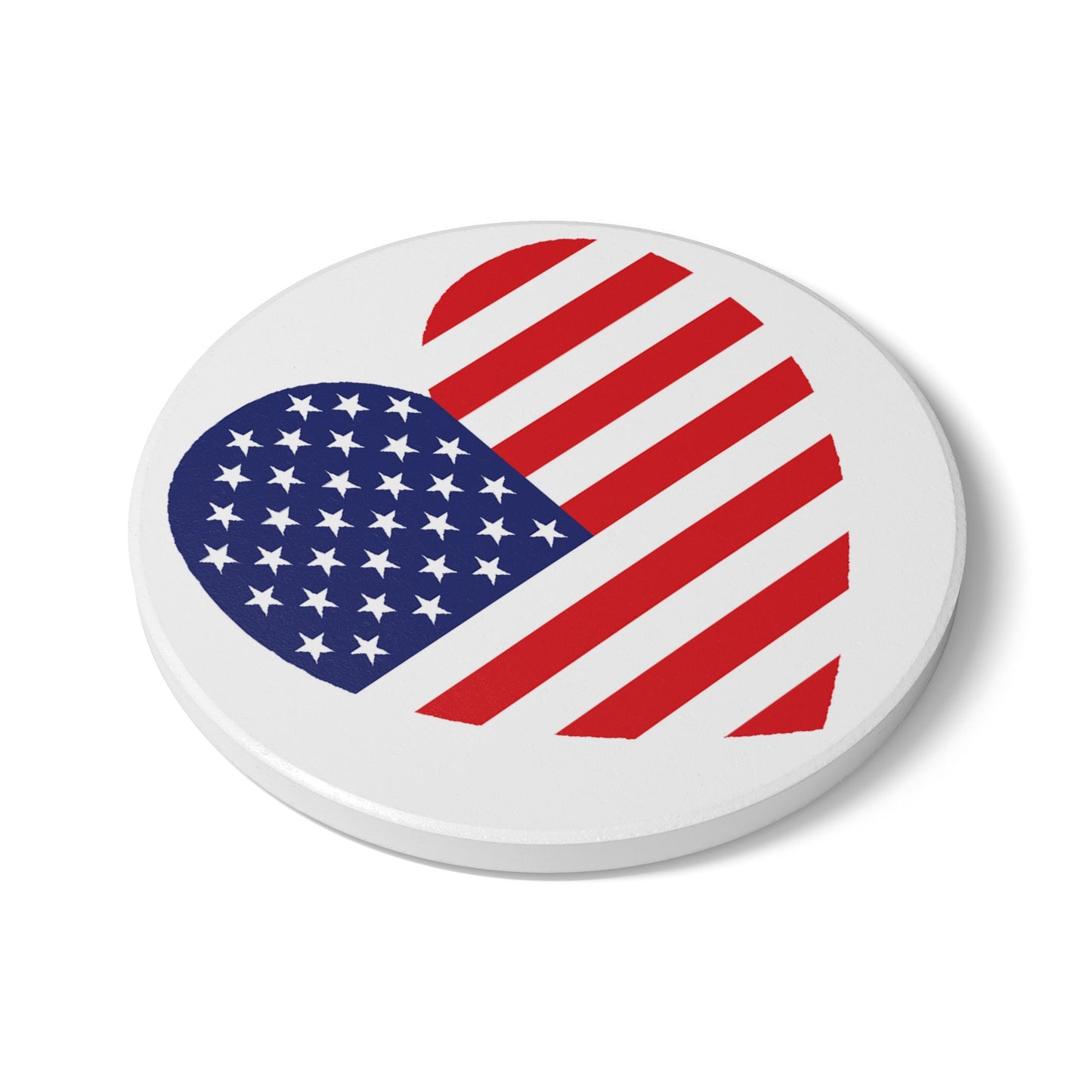 American Flag Heart Ceramic Tile Coaster - Square or Round Shape Choices, USA Flag Drink Coasters, Home Decor for Independence Day, Fourth of July Party, Priced per coaster