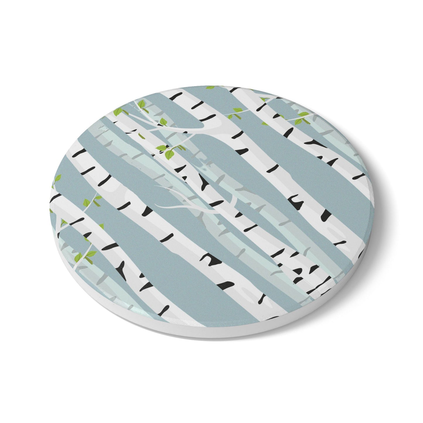 White Birch - Ceramic Tile Coaster, Cork Backed - Round or Square Size Choices, Perfect for Home Decor & Gifts - Priced per coaster