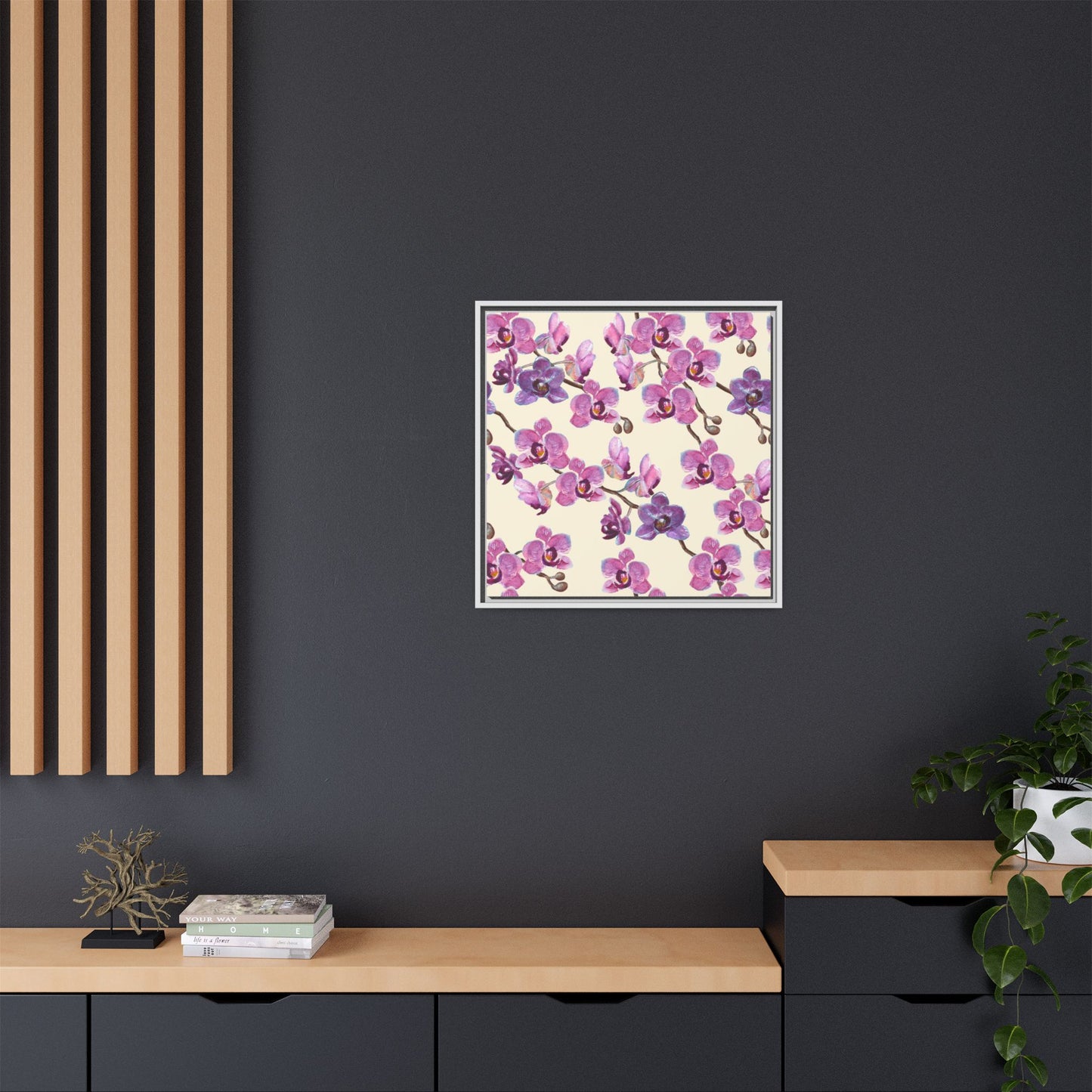 Vanilla Orchid Framed Matte Canvas Art - Multiple Frame Colors & Size Options