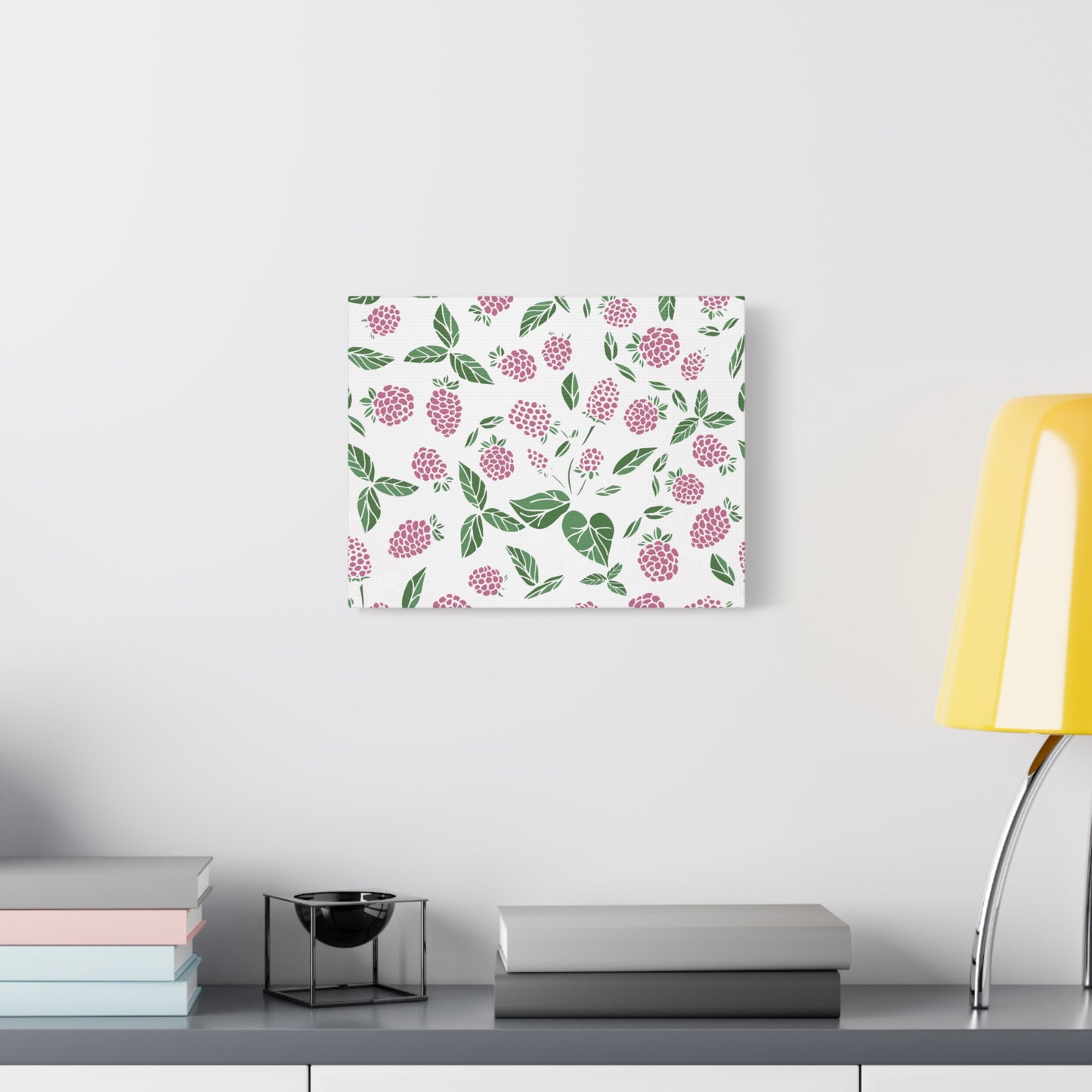 Pink Berry Canvas Wall Art Print - Multiple Sizing Options - Pink & White Art Canvas, Raspberry Print Decor, Gift for her