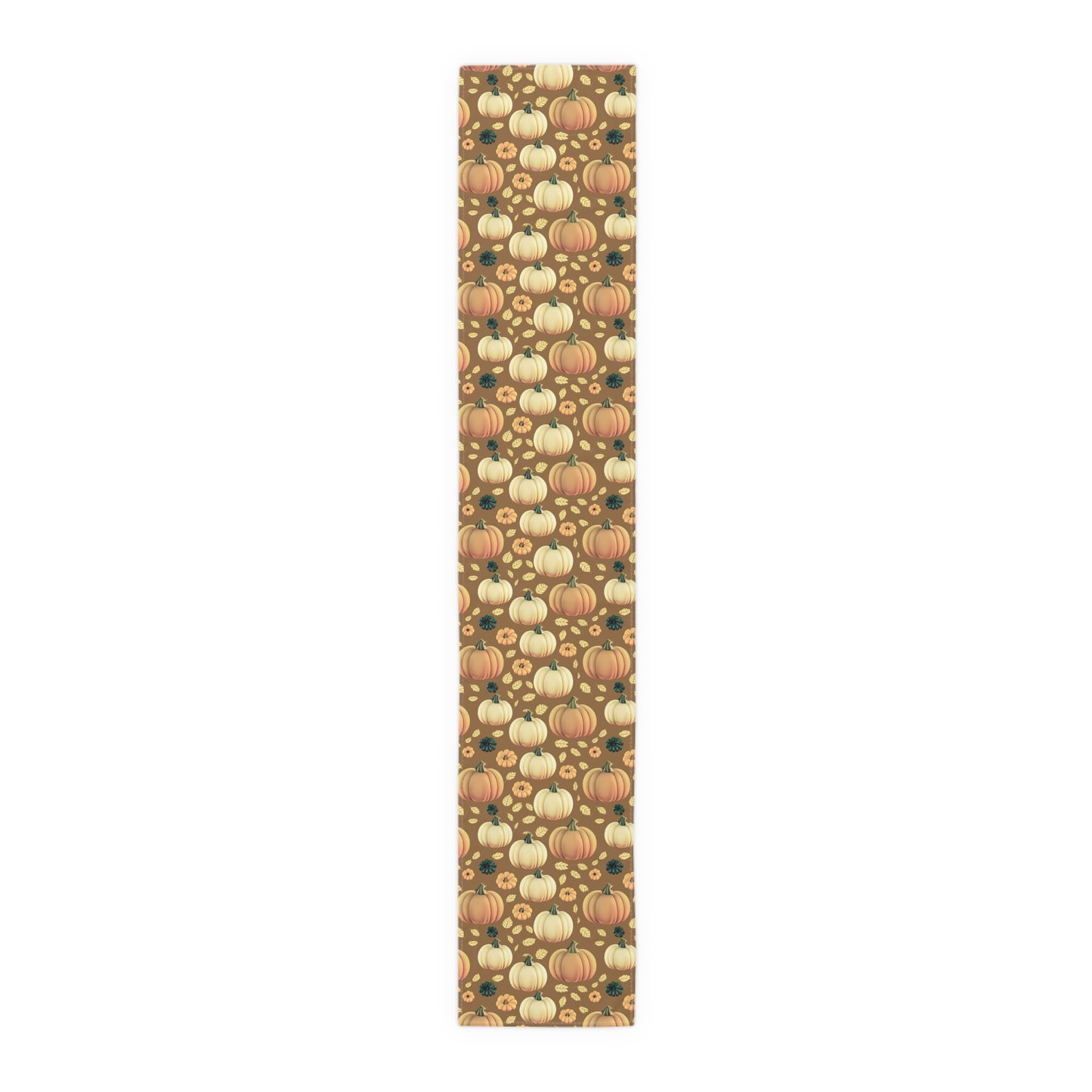 Fall Pumpkin Table Runner - 16" x 72" or 16" x 90" Size Options - Thanksgiving / Fall Table Runner, Pumpkin Thanksgiving Design Table Setting, Halloween Fall Decor - Cotton Twill or Polyester choices