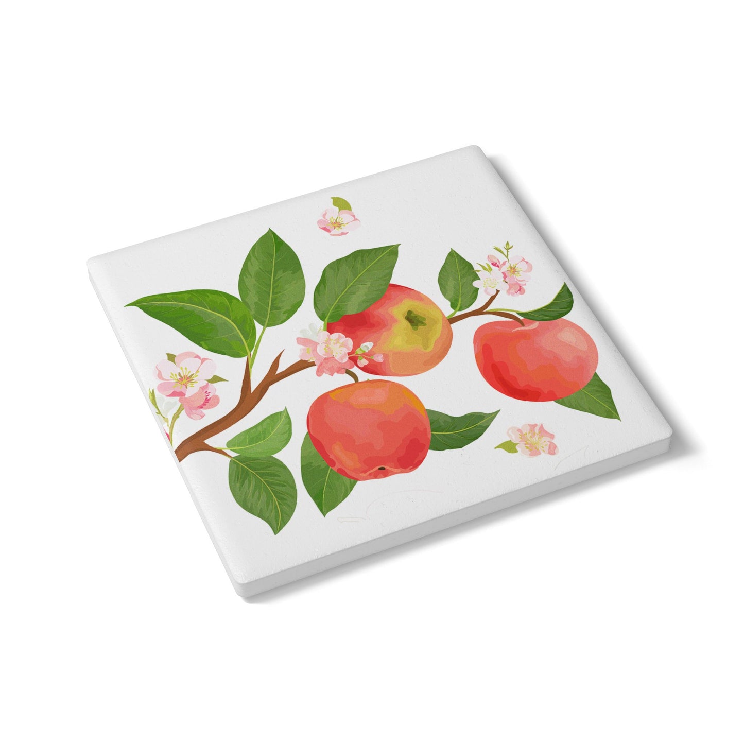 Apple Harvest - Ceramic Tile Coaster, Cork Backed - Round or Square Size Choices, Perfect for Apple Home Decor & Gifts - Priced per coaster
