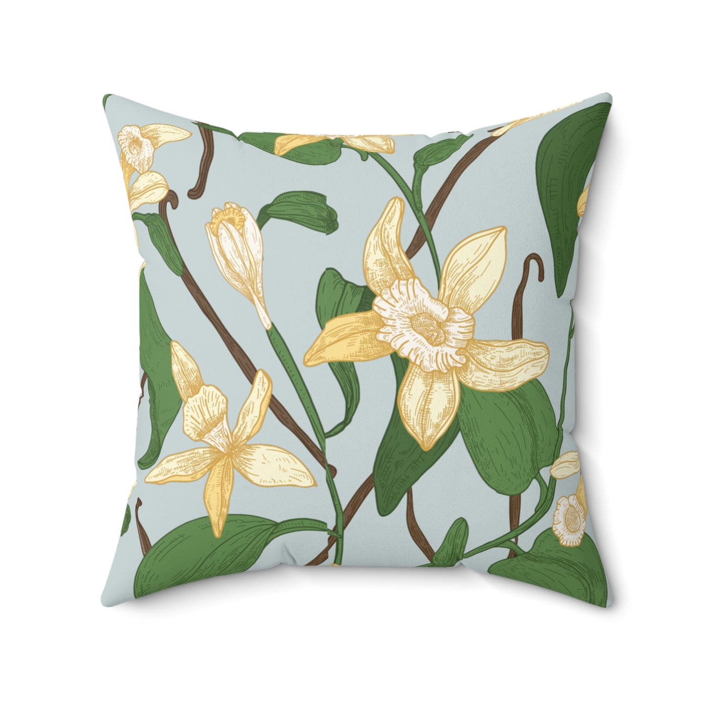 Vanilla Bean Printed Square Pillow Cover with Insert - Multiple Sizes (14"x14", 16"x16", 18"x18", 20"x20"), Includes insert and zipper closure