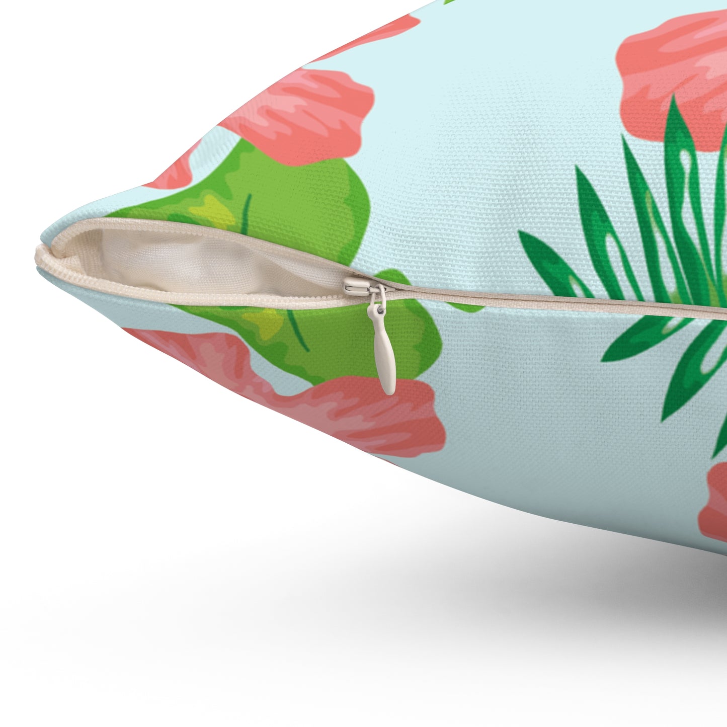 Tropical Island Printed Square Pillow Cover with Insert - Multiple Sizes (14"x14", 16"x16", 18"x18", 20"x20"), Includes insert and zipper closure