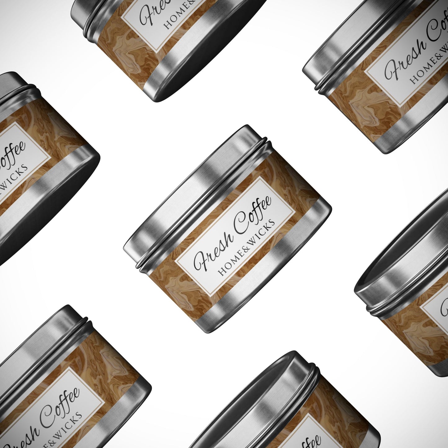 Fresh Coffee Scented Coconut Soy Wax Candle, 4 oz. Silver Tin Jar with Lid - Cozy Home Decor, Garamond, Coffee Lover Gift, Relaxing Coffee Candle