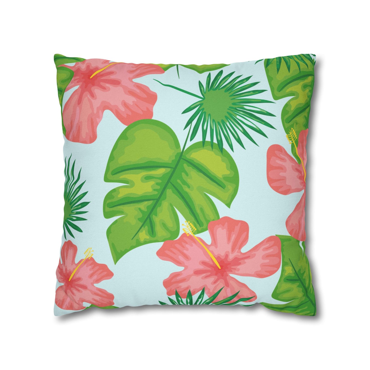 Tropical Island Printed Square Pillow Cover (no insert) - Multiple Sizes (14"x14", 16"x16", 18"x18", 20"x20"), Includes zipper closure