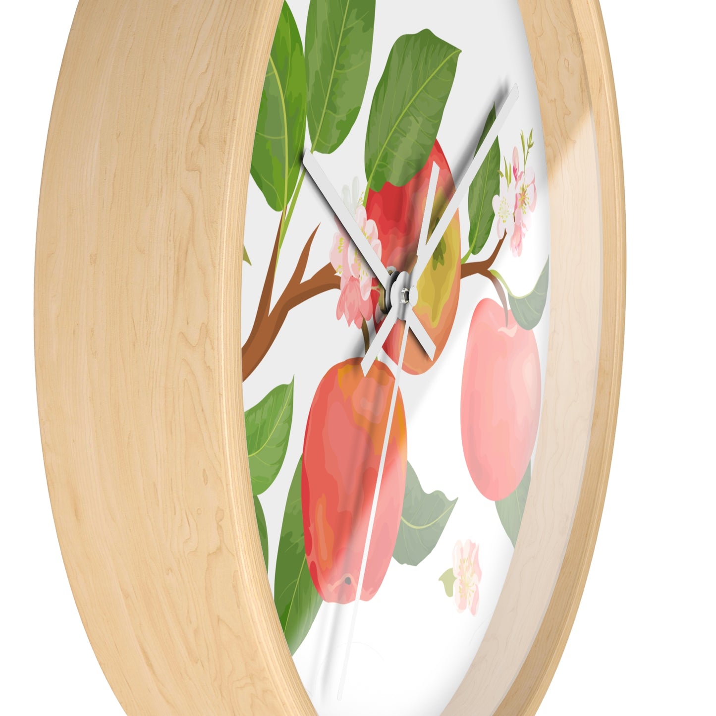 Apple Harvest Wall Clock - Select from Black, White or Natural Wood Color