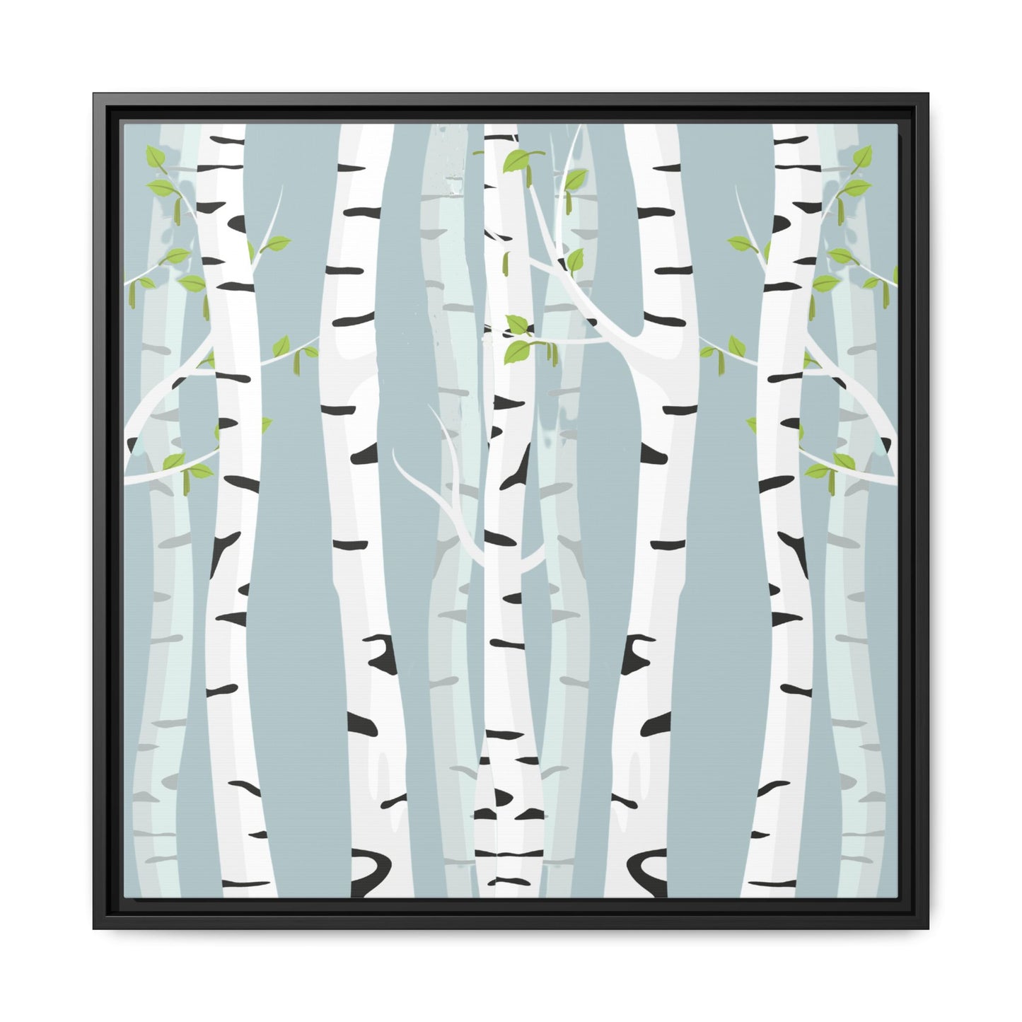 White Birch Framed Matte Canvas Art - Multiple Frame Colors & Size Options