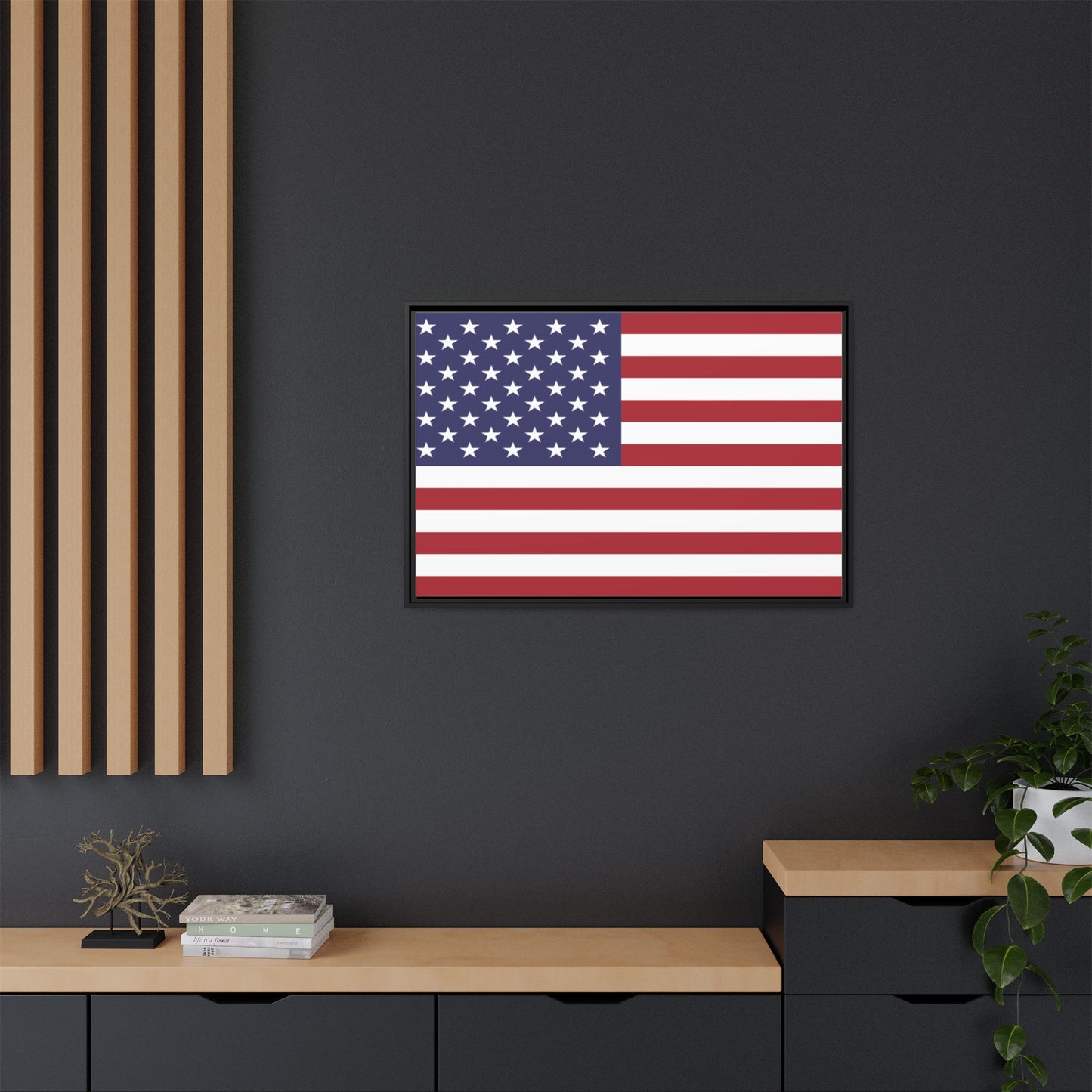American Flag Framed Canvas Wall Art, Multiple Sizing Options with 1.25" depth - Patriotic Home Decor, USA Flag Artwork, Independence Day Decoration, Gift for Veterans