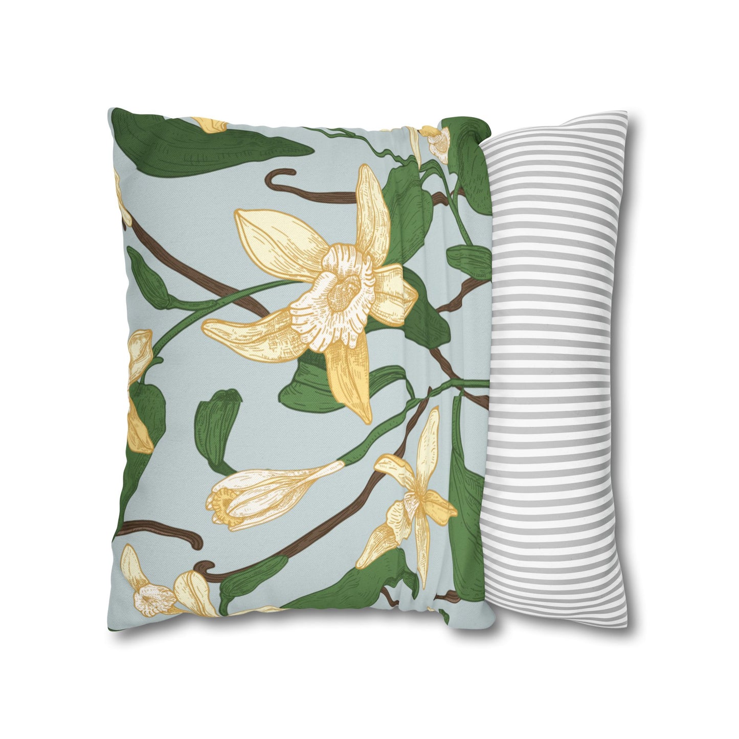 Vanilla Bean Printed Square Pillow Cover (no insert) - Multiple Sizes (14"x14", 16"x16", 18"x18", 20"x20"), Includes zipper closure