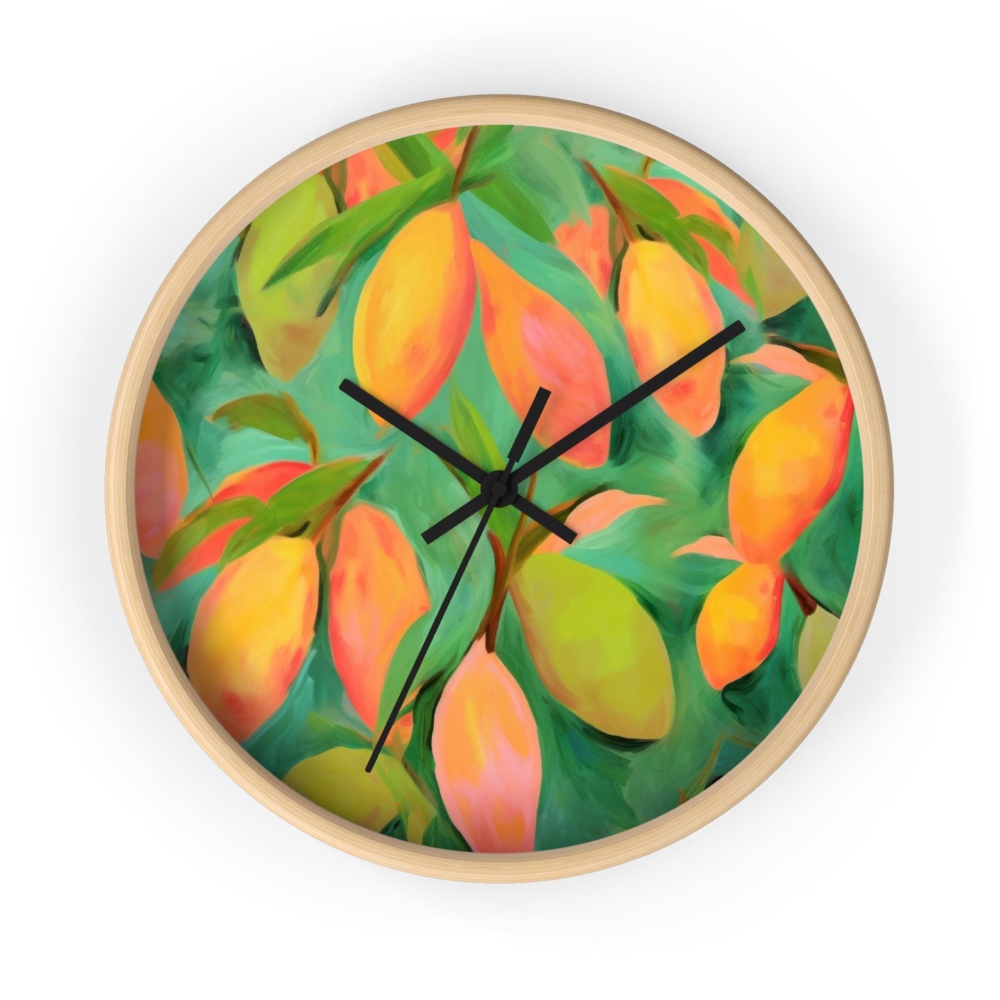 Mangoes Wall Clock - Select from Black, White or Natural Wood Color