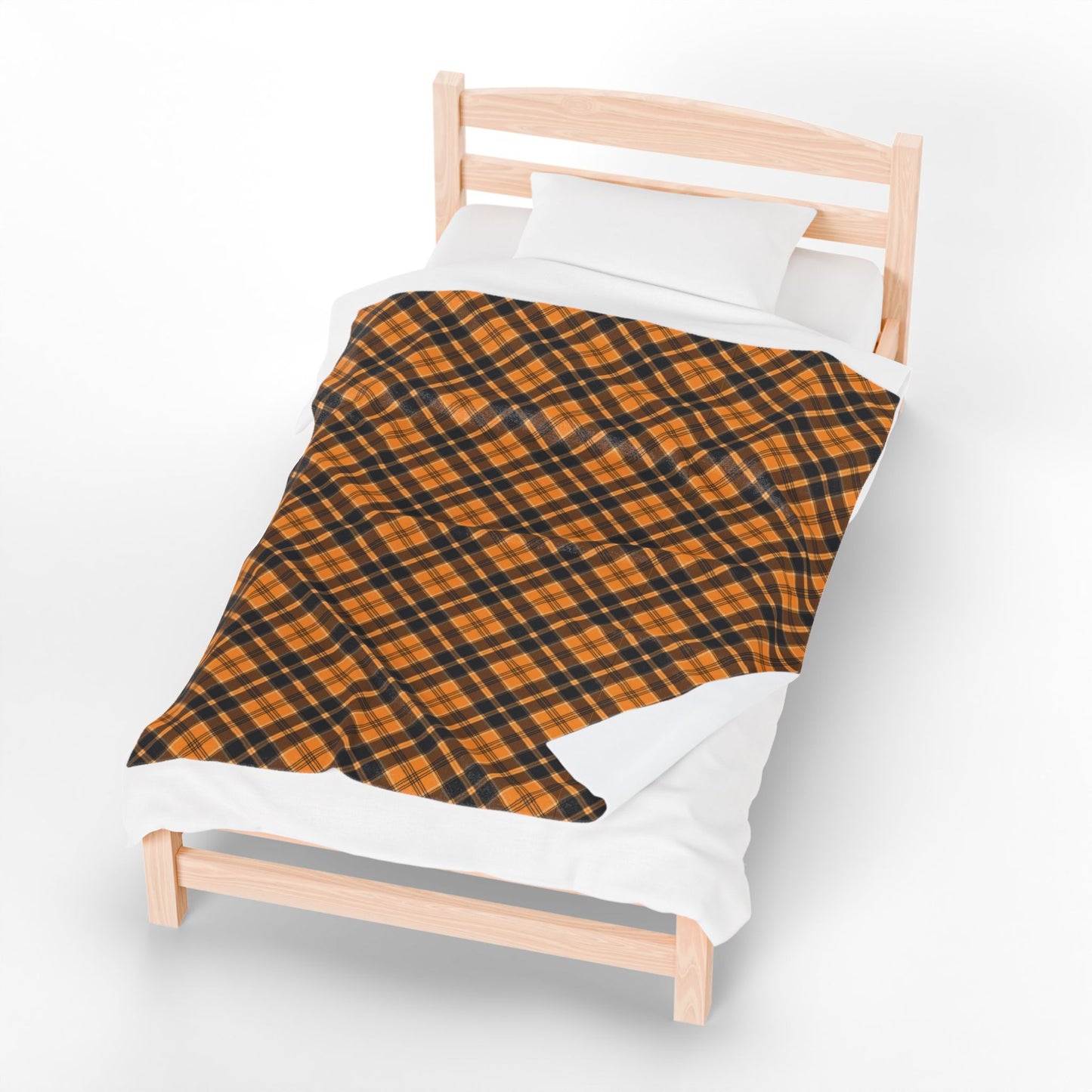 Halloween Plaid Velveteen Plush Blanket - Multiple Sizes (30"x40", 50"x60", 60"x80") Warm Throw for Fall Decor, Perfect Gift for Home, Halloween & Thanksgiving Throw Blanket