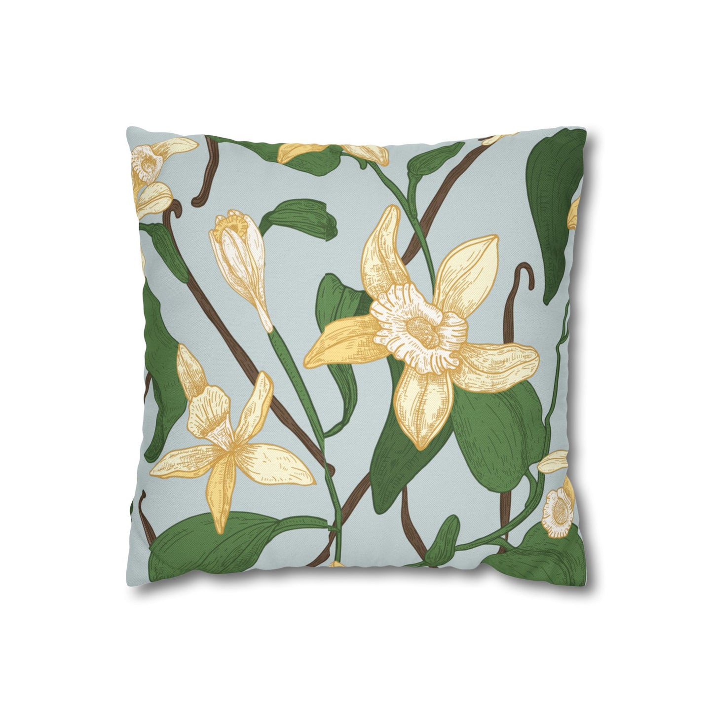 Vanilla Bean Printed Square Pillow Cover (no insert) - Multiple Sizes (14"x14", 16"x16", 18"x18", 20"x20"), Includes zipper closure