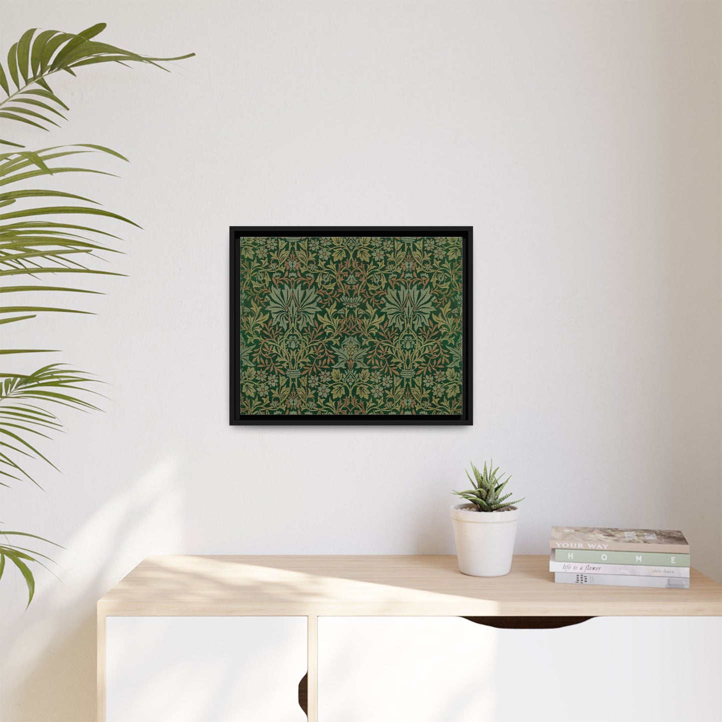 Flower Garden Framed Matte Canvas Art - Multiple Frame Colors & Size Options