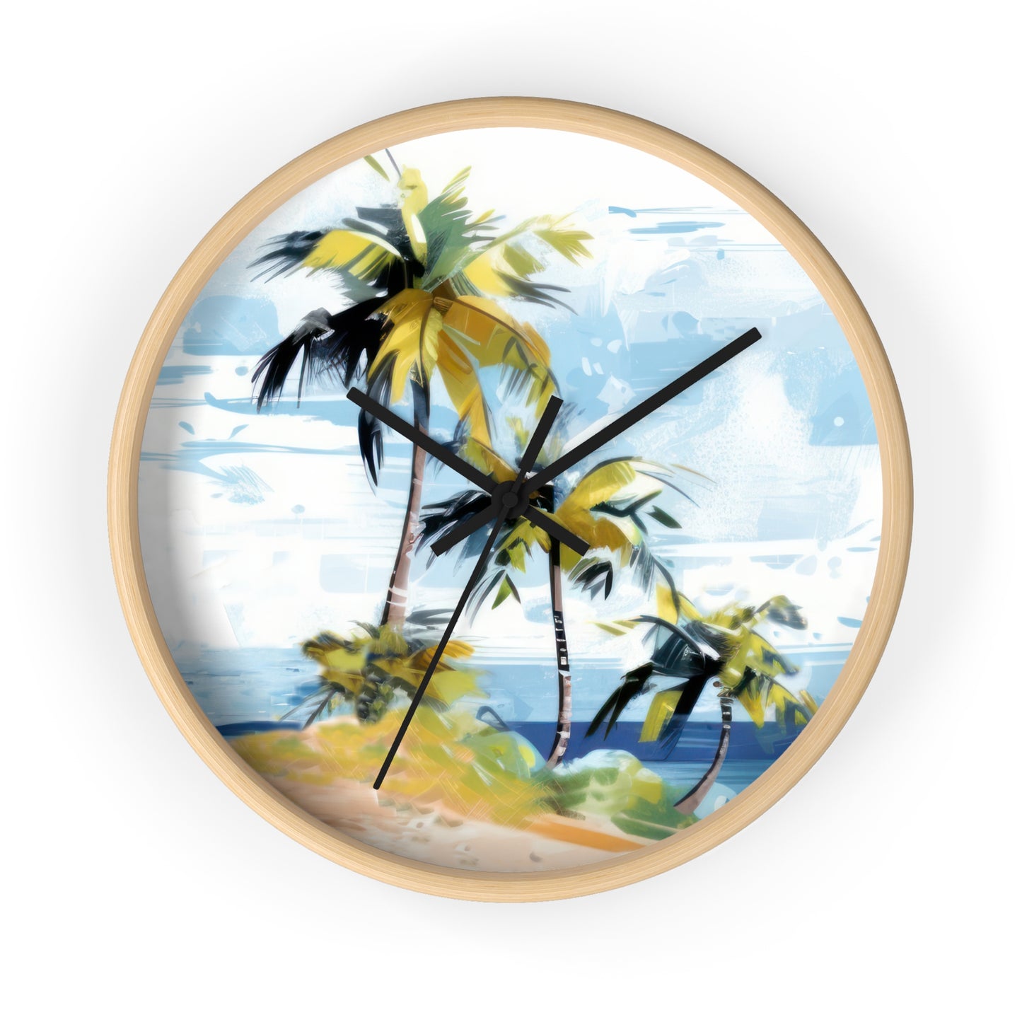 Tropical Retreat Wall Clock - Select from Black, White or Natural Wood Color