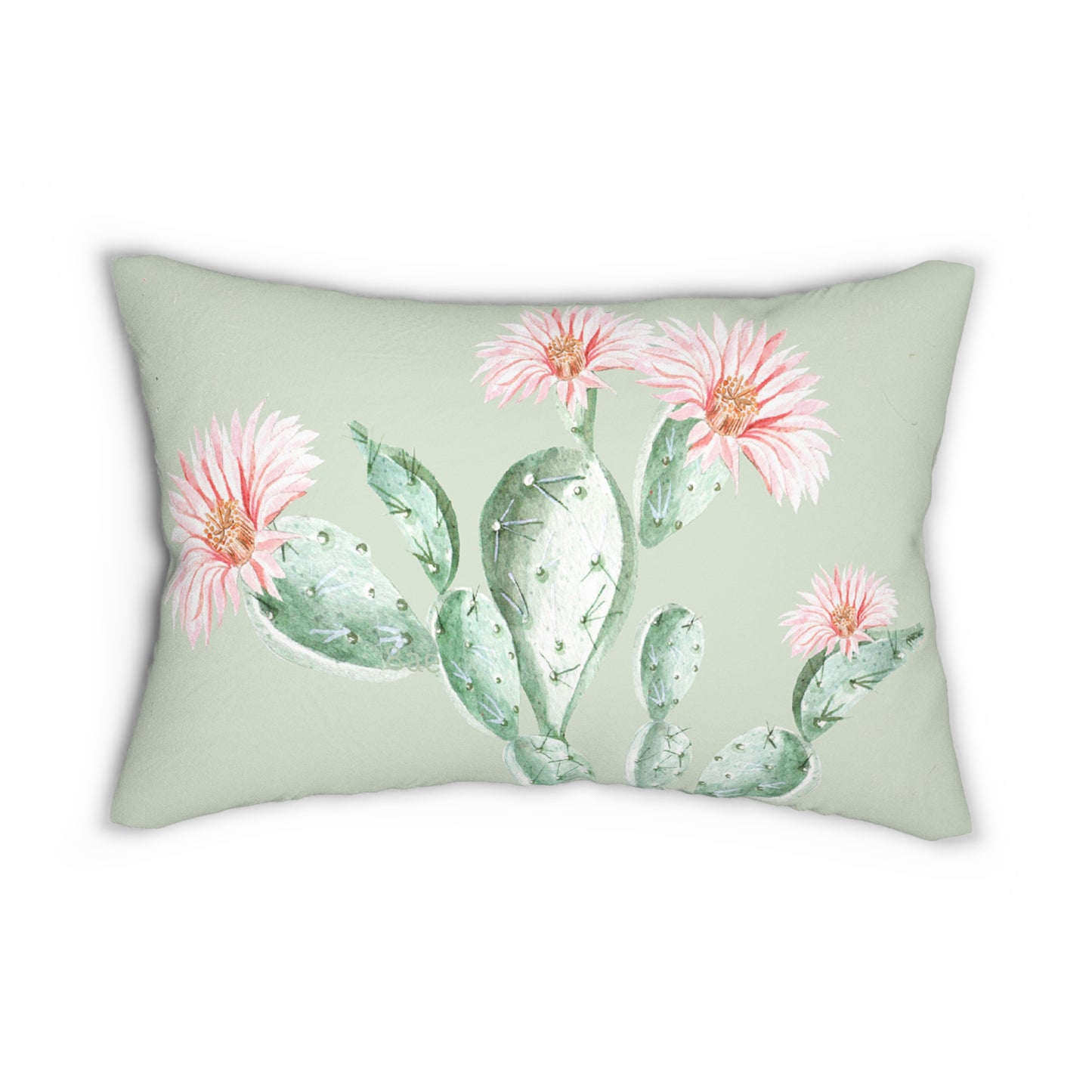 Cactus Flower Printed Lumbar Pillow with Insert (20" x 14") - Includes insert and zipper closure