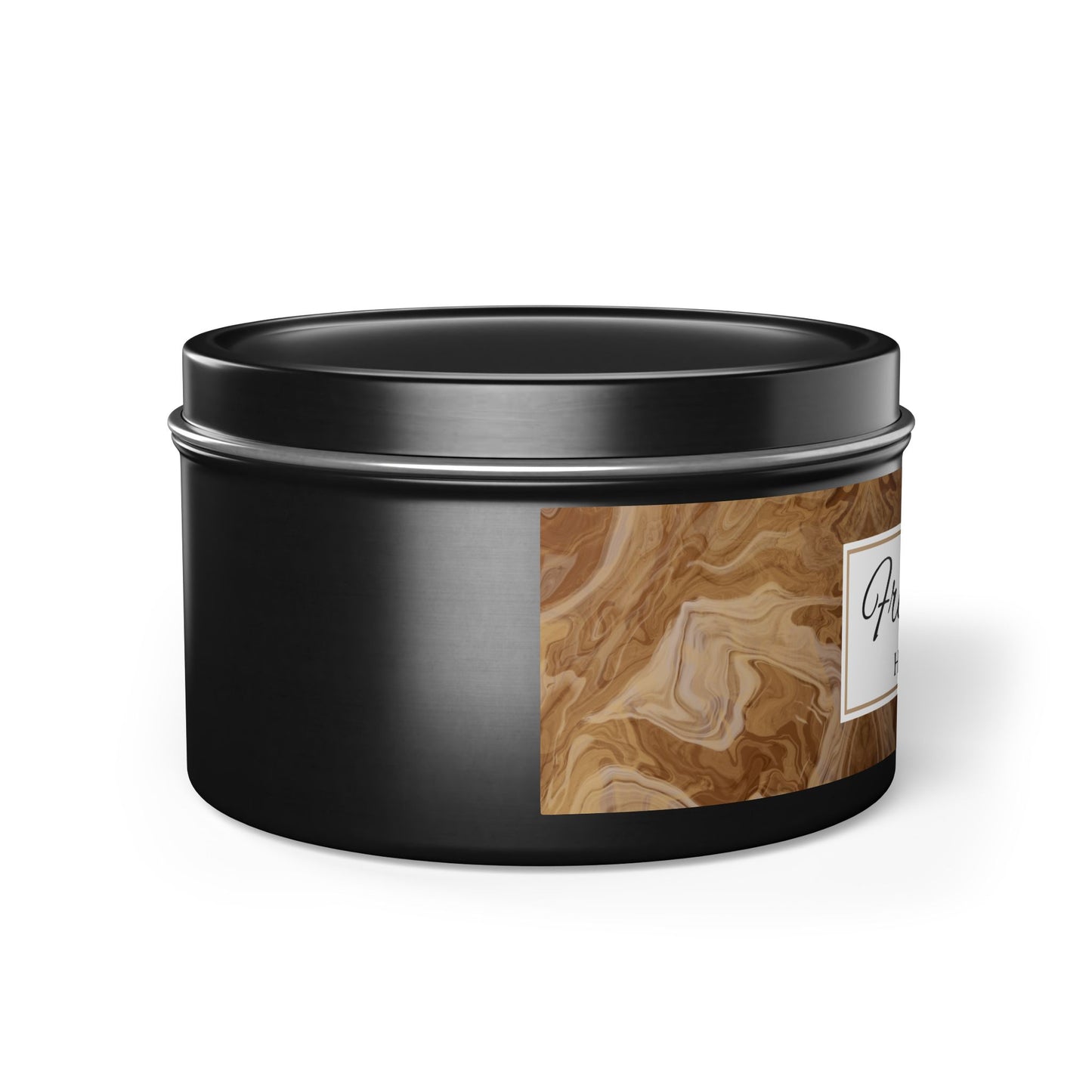 Fresh Coffee Scented Coconut Soy Wax Candle, 8 oz. Black Tin Jar with Lid -Coffee Lover Candle, Garamond, Aromatherapy Gift, Relaxing Coffee Candle