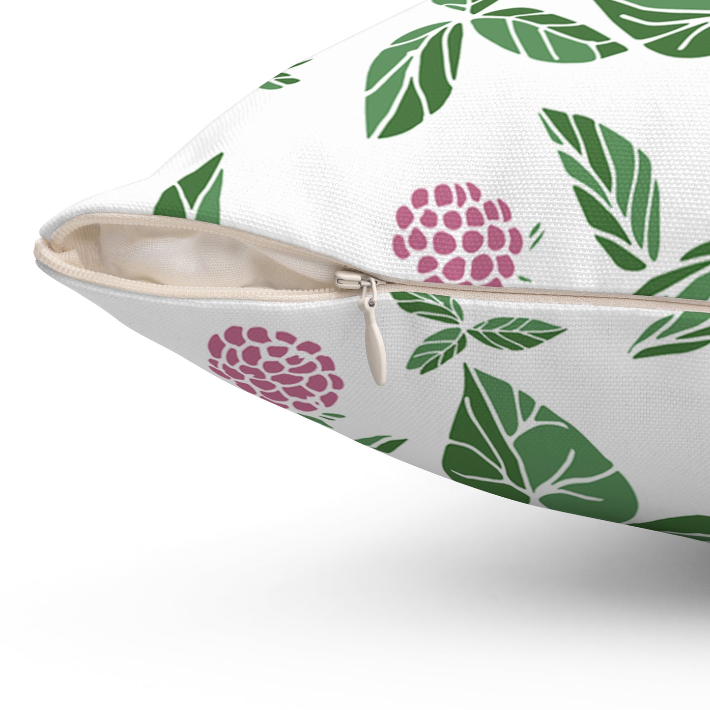 Pink Berry Printed Square Pillow Cover with Insert - Multiple Sizes (14"x14", 16"x16", 18"x18", 20"x20"), Includes insert and zipper closure