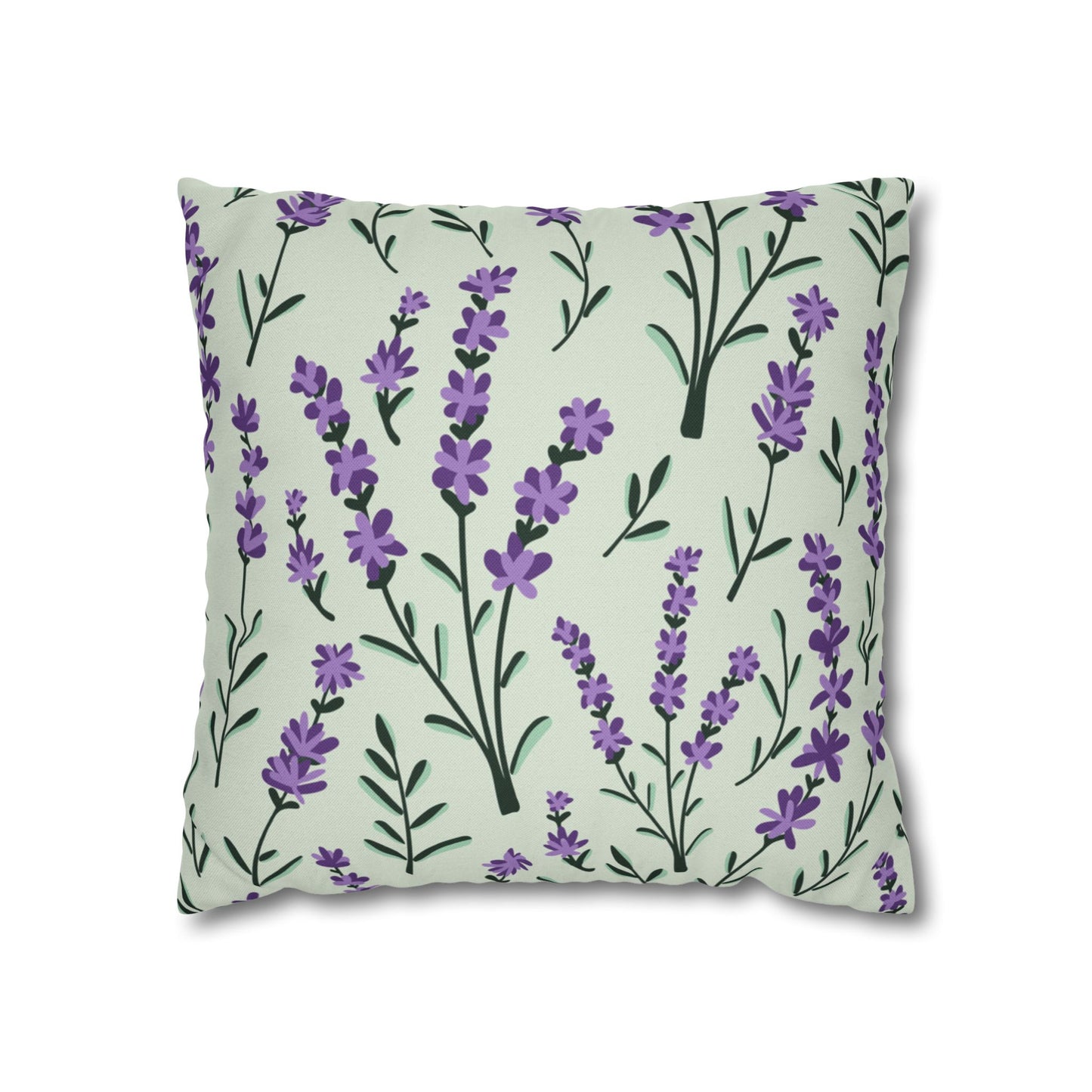 Lavender Sage Printed Square Pillow Cover (no insert) - Multiple Sizes (14"x14", 16"x16", 18"x18", 20"x20"), Includes zipper closure