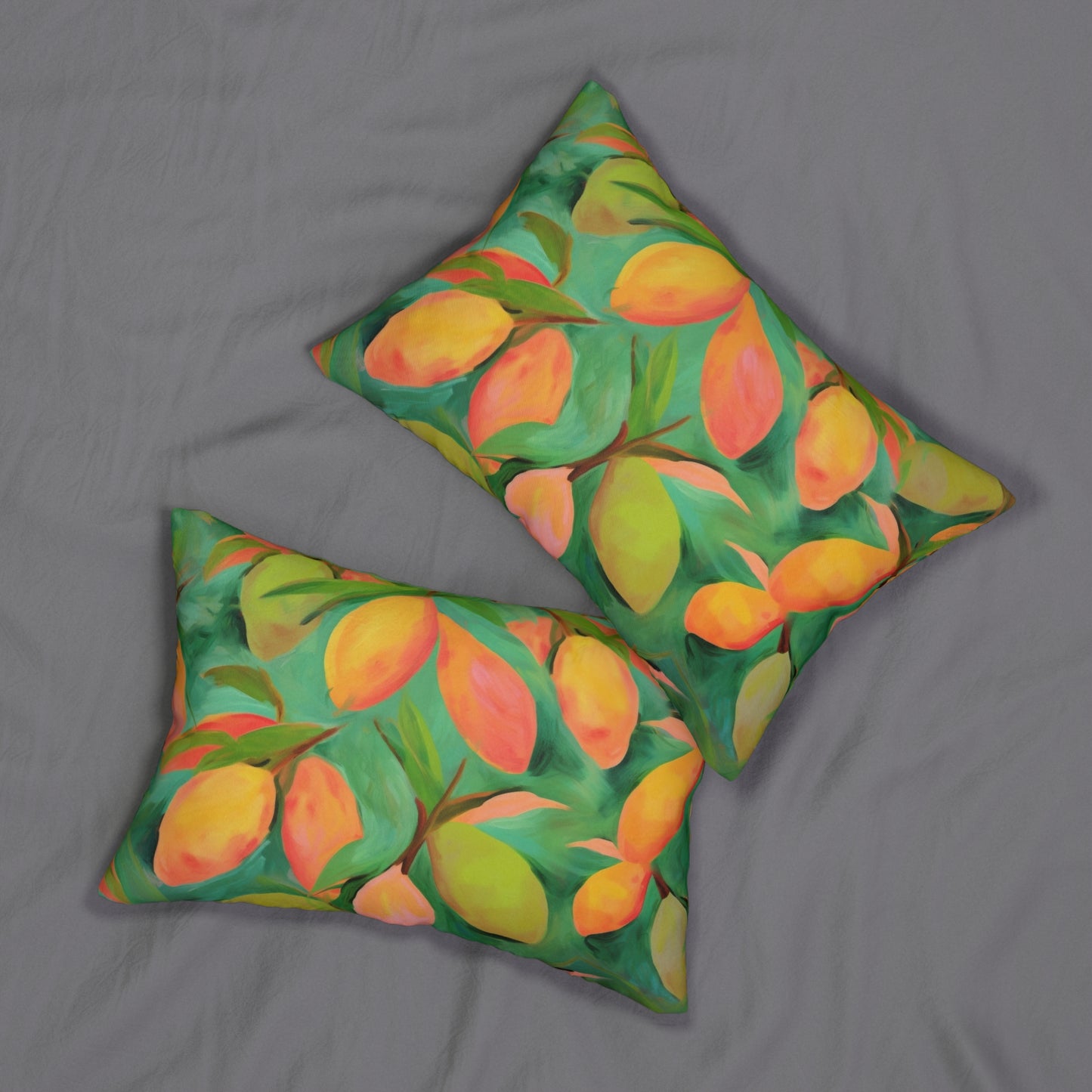 Mangoes Printed Lumbar Pillow with Insert (20" x 14") - Includes insert and zipper closure