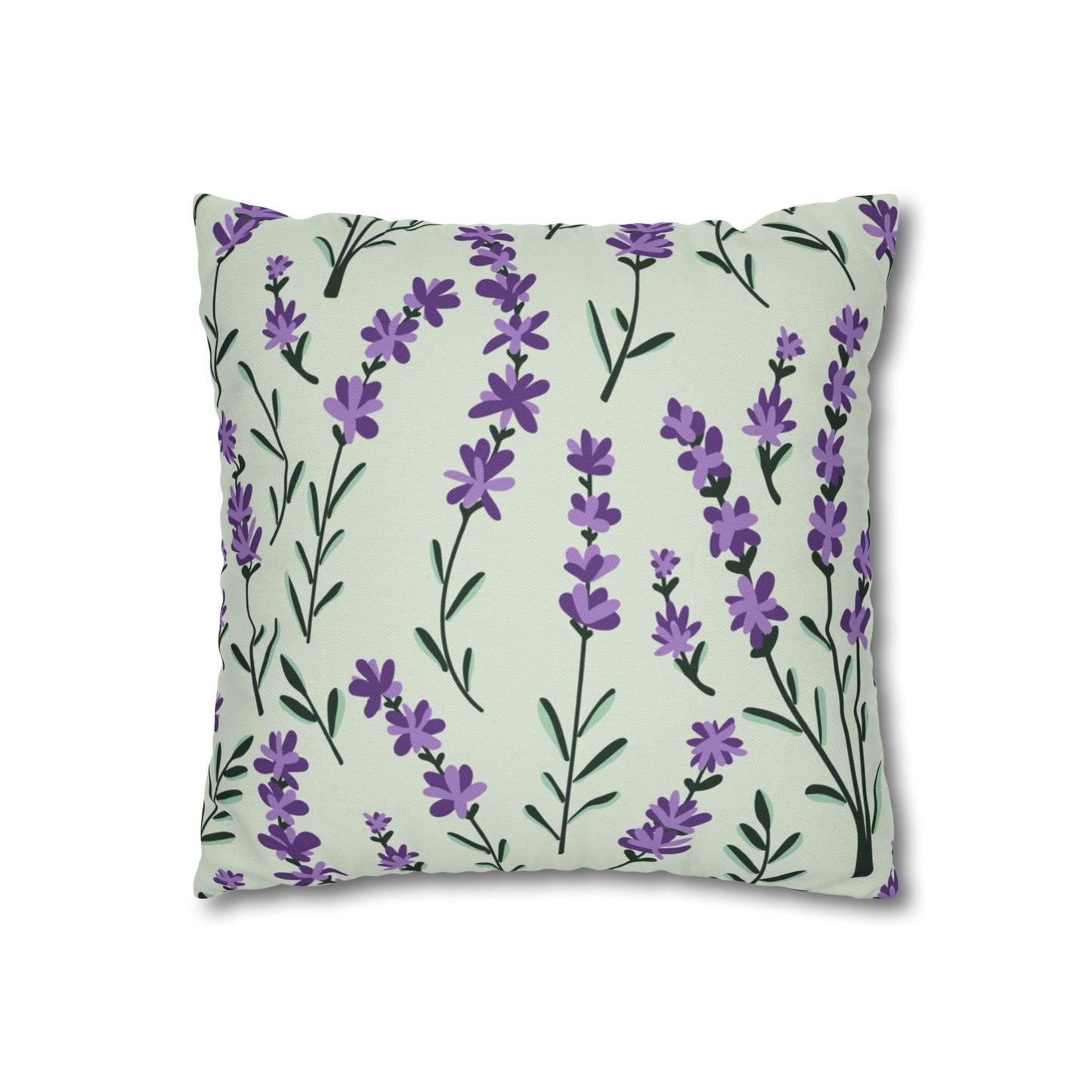 Lavender Sage Printed Square Pillow Cover (no insert) - Multiple Sizes (14"x14", 16"x16", 18"x18", 20"x20"), Includes zipper closure