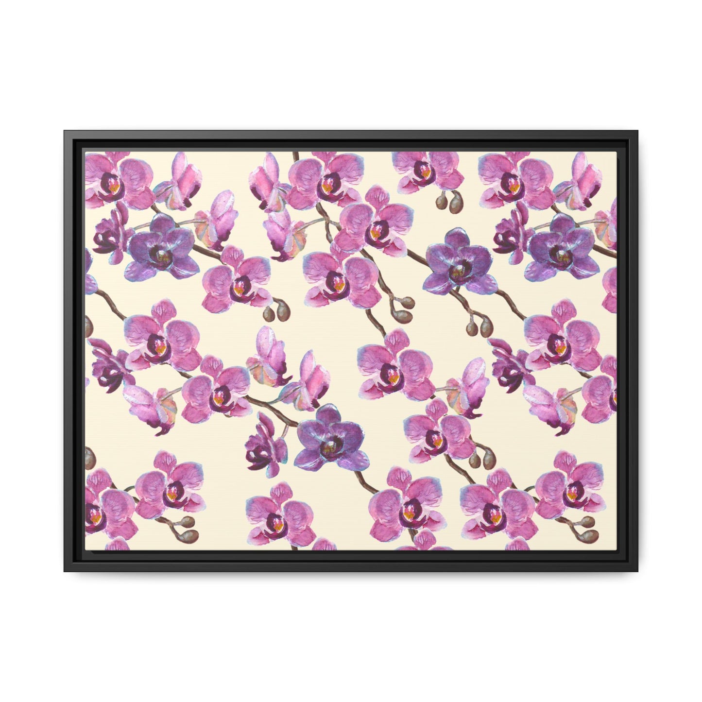 Vanilla Orchid Framed Matte Canvas Art - Multiple Frame Colors & Size Options