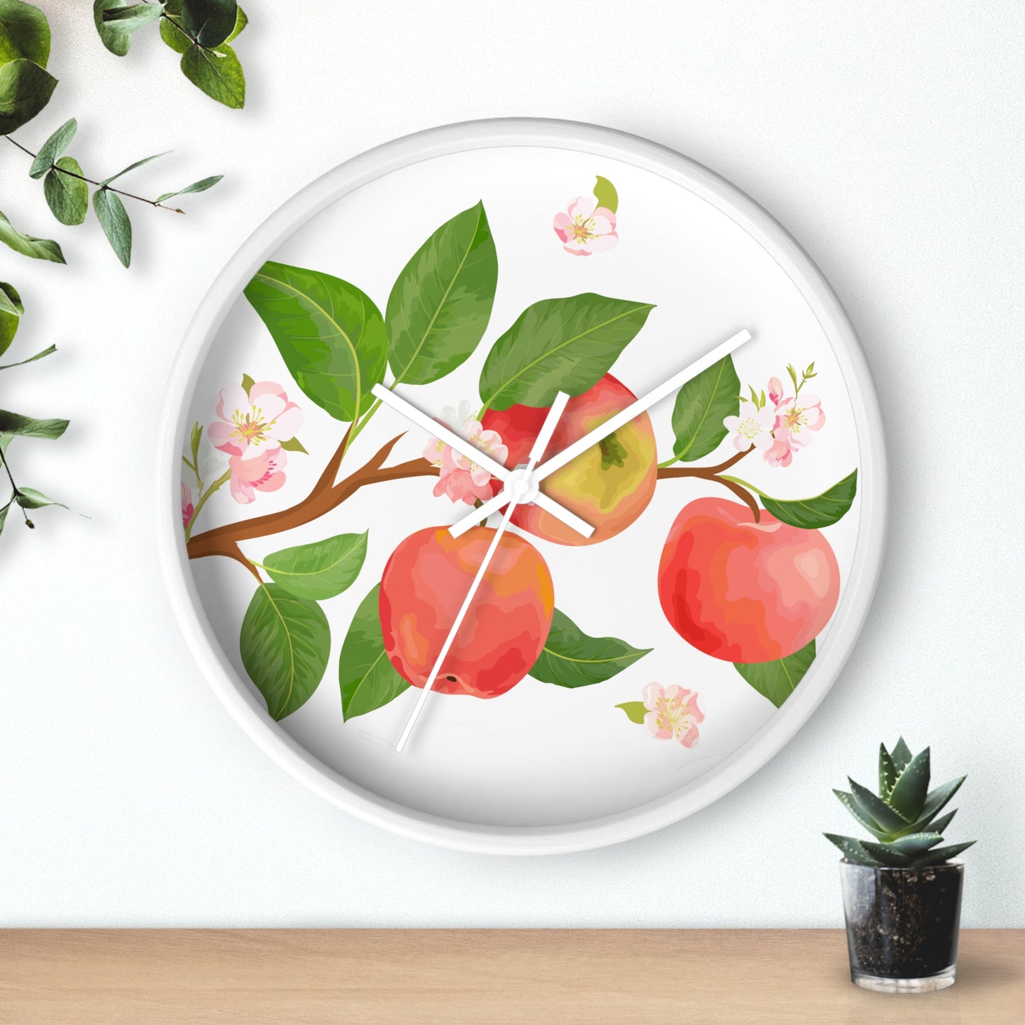 Apple Harvest Wall Clock - Select from Black, White or Natural Wood Color