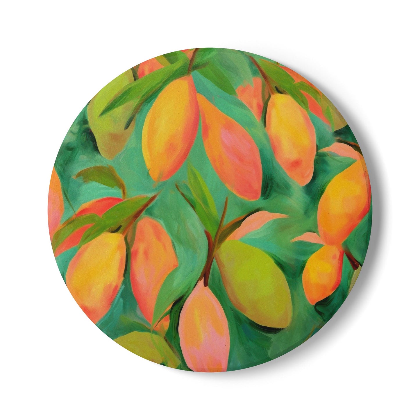 Mangoes - Ceramic Tile Coaster, Cork Backed - Round or Square Size Choices, Perfect for Home Decor & Gifts - Priced per coaster