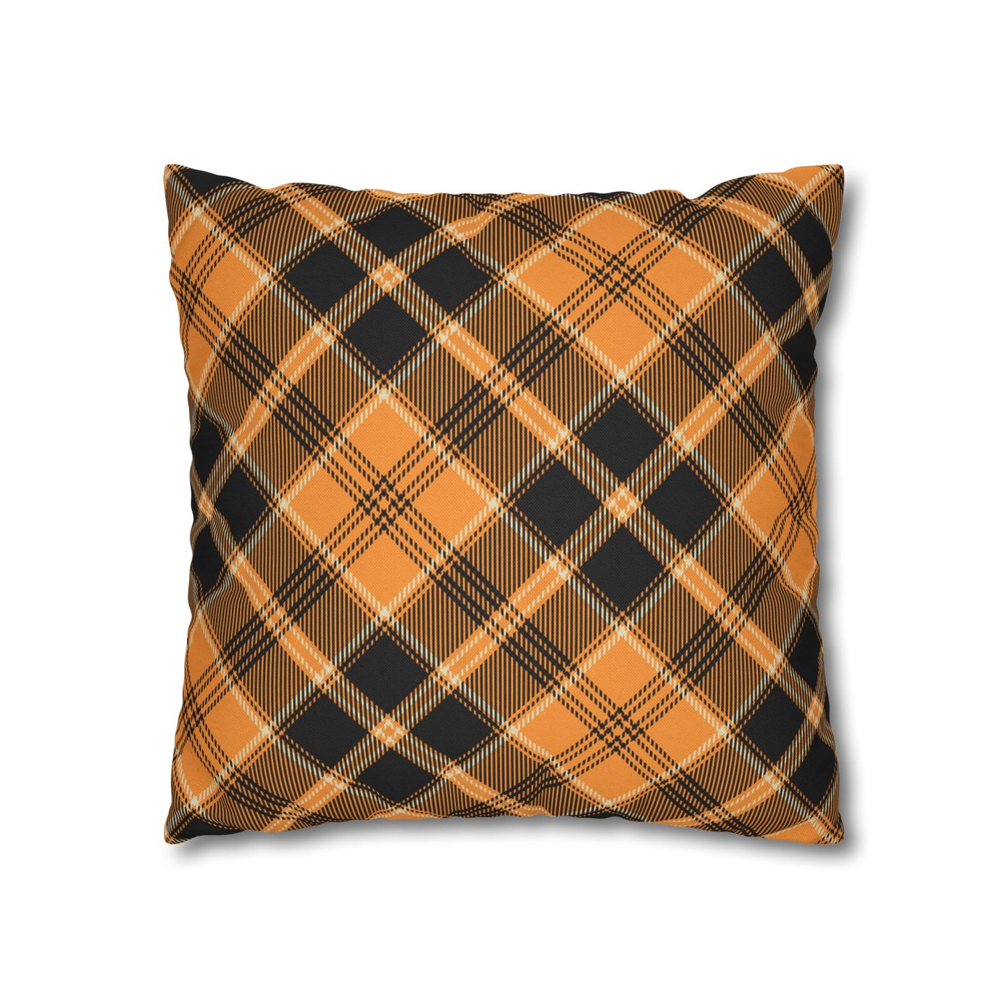 Halloween Plaid Pillow Cover (no insert) - Multiple Sizes (14"x14", 16"x16", 18"x18", 20"x20") Autumn Fall Plaid Pillowcase, Halloween Home Decor, Seasonal Cushion Cover, Perfect for Thanksgiving and Fall Decor, Home Gift for Halloween