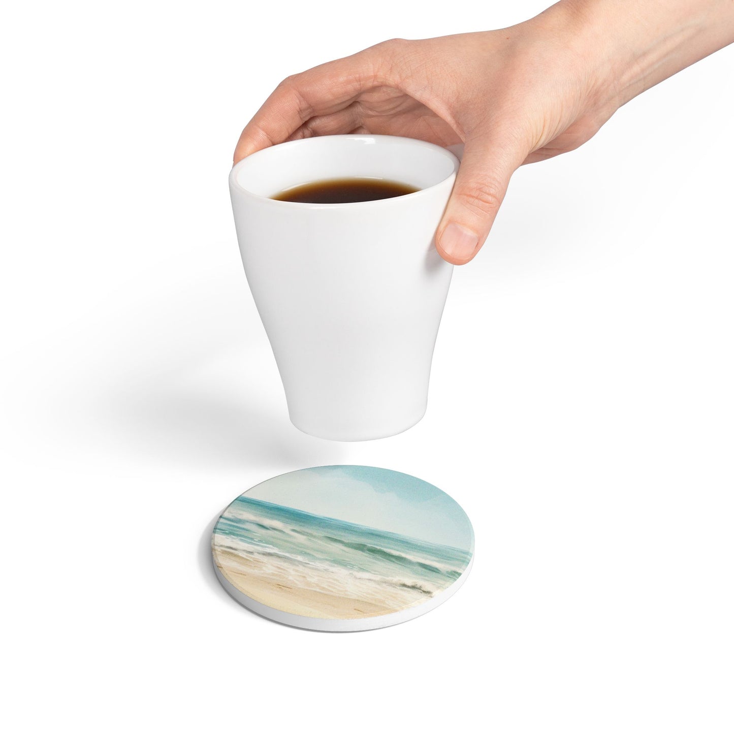 Ocean Breeze - Ceramic Tile Coaster, Cork Backed - Round or Square Size Choices, Perfect for Coastal Home Decor & Gifts - Priced per coaster