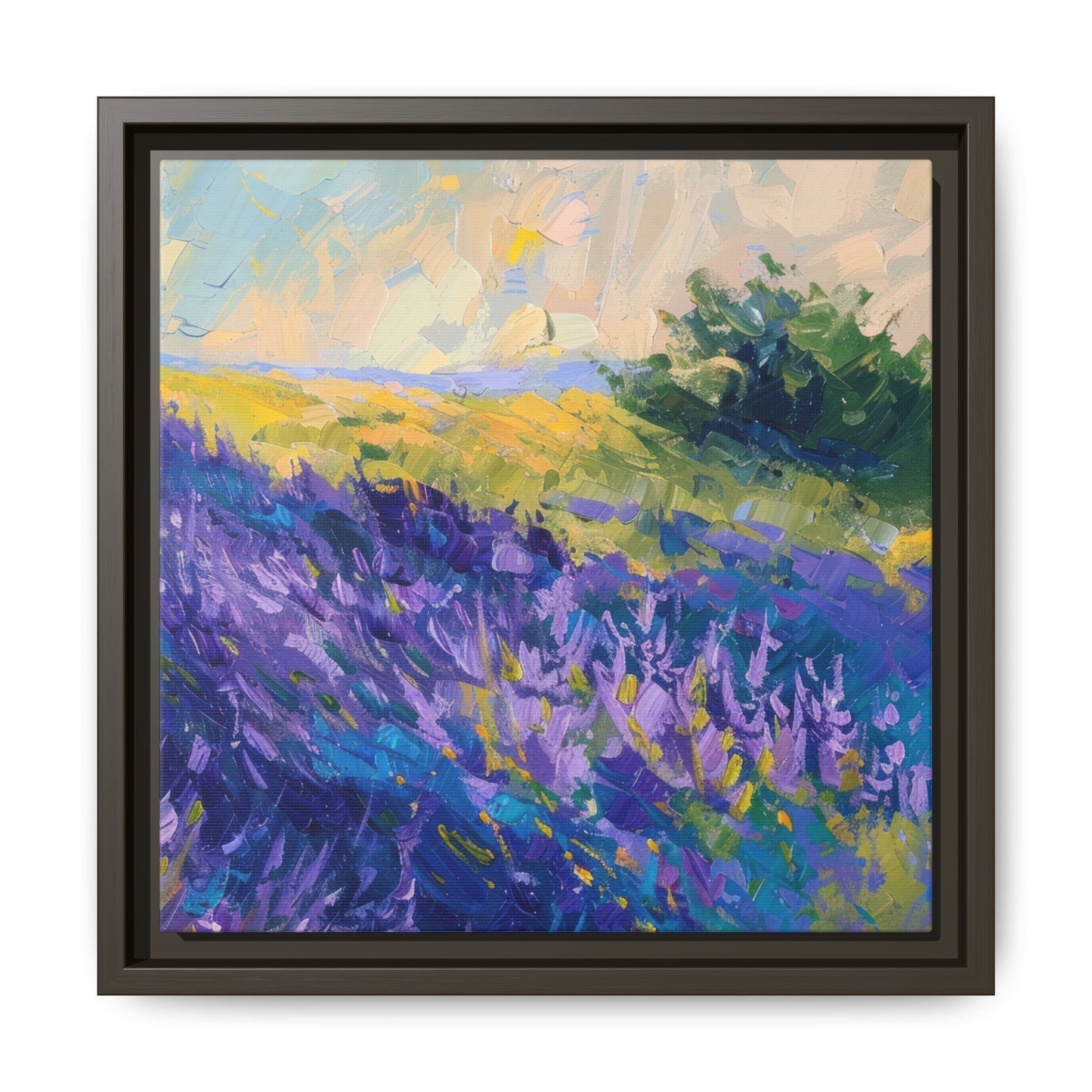 Lavender Fields Framed Matte Canvas Art - Multiple Frame Colors & Size Options
