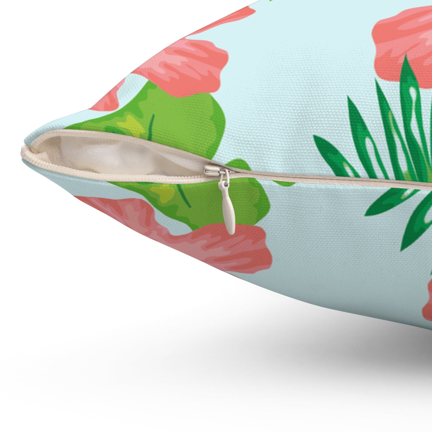 Tropical Island Printed Square Pillow Cover with Insert - Multiple Sizes (14"x14", 16"x16", 18"x18", 20"x20"), Includes insert and zipper closure