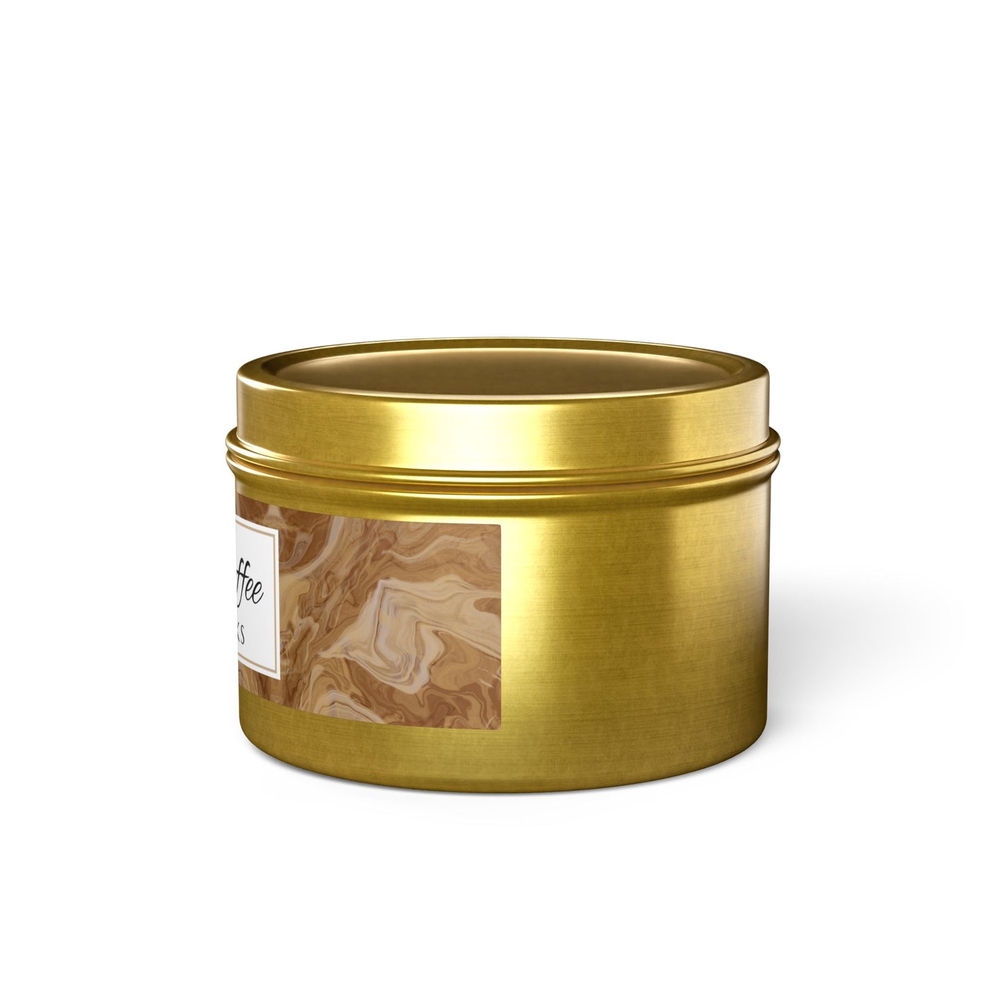 Fresh Coffee Scented Coconut Soy Wax Candle, 4 oz. Gold Tin Jar with Lid - Coffee Lover Candle Gift & Decor, Garamond, Aromatherapy Gift, Relaxing Coffee Candle