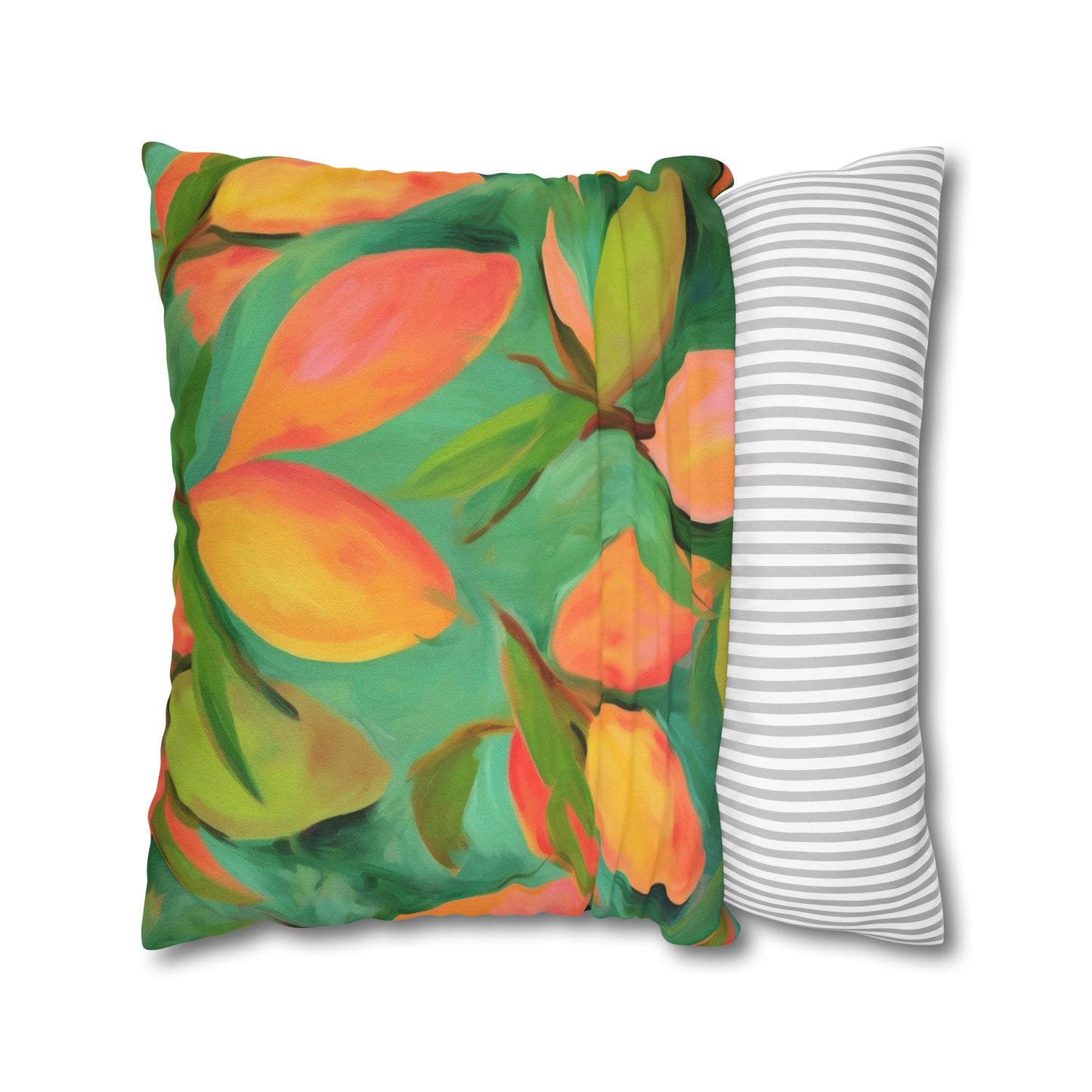 Mangoes Printed Square Pillow Cover (no insert) - Multiple Sizes (14"x14", 16"x16", 18"x18", 20"x20"), Includes zipper closure