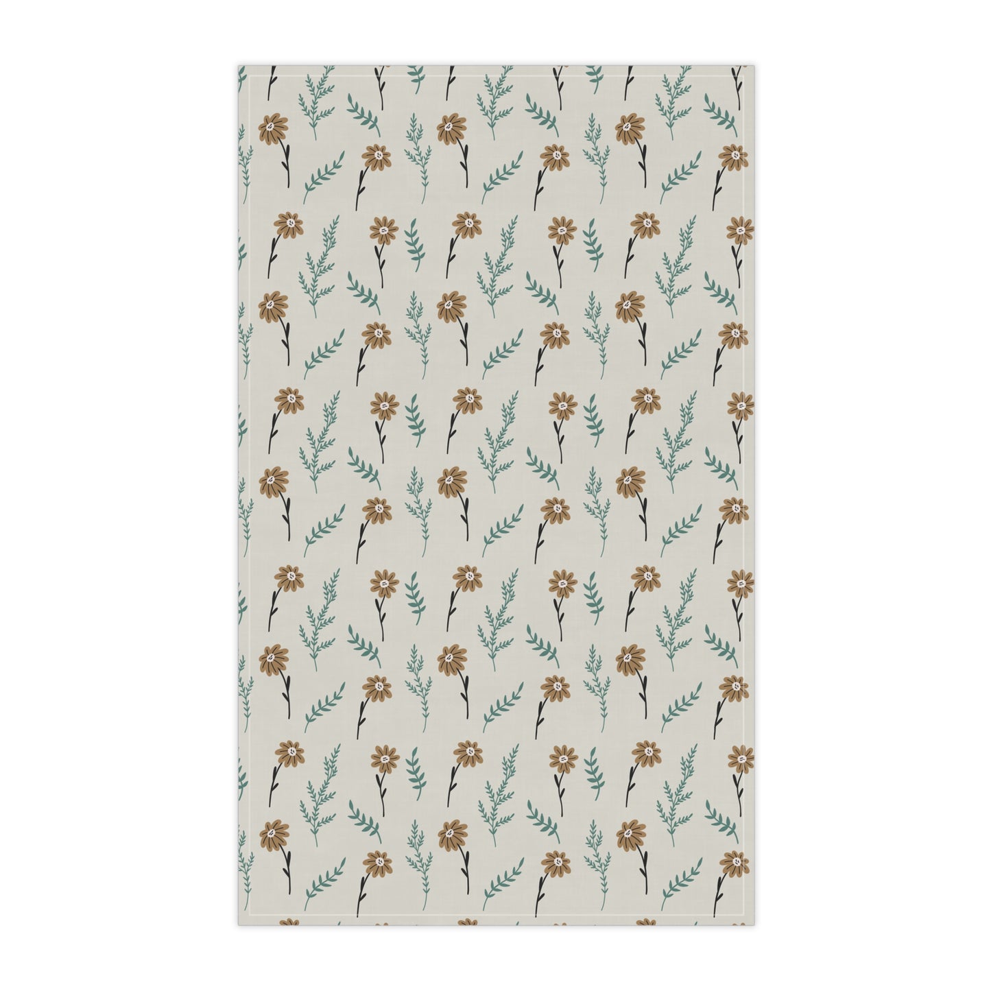 Chamomile Brown Tea Towels - 18" x 30", 100% Cotton - Brown Gray Kitchen Towels, Cotton Kitchen Towels, Floral Tea Towels, Gift for Housewarming, Farmhouse Style - Priced per towel