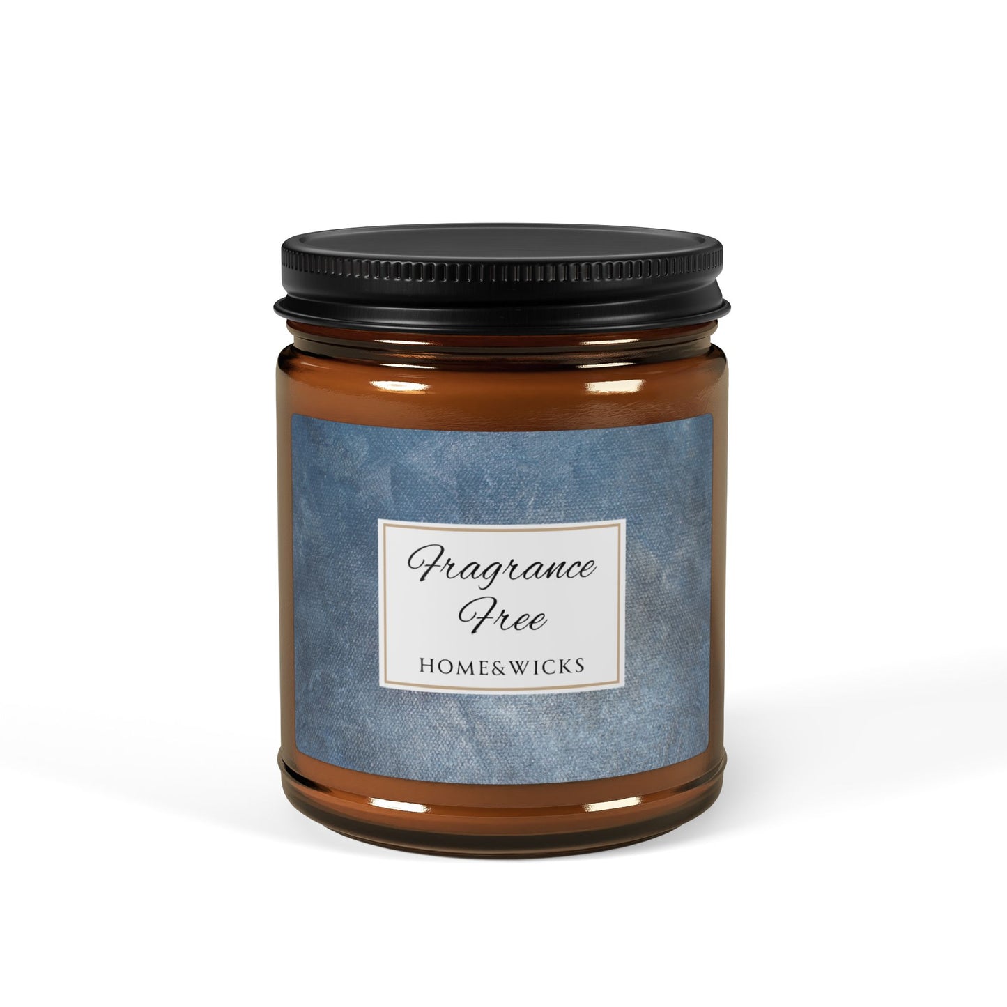 Unscented, Fragrance Free Soy Wax Candle, 9 oz. Amber Jar with Black Lid - Cotton Wicked