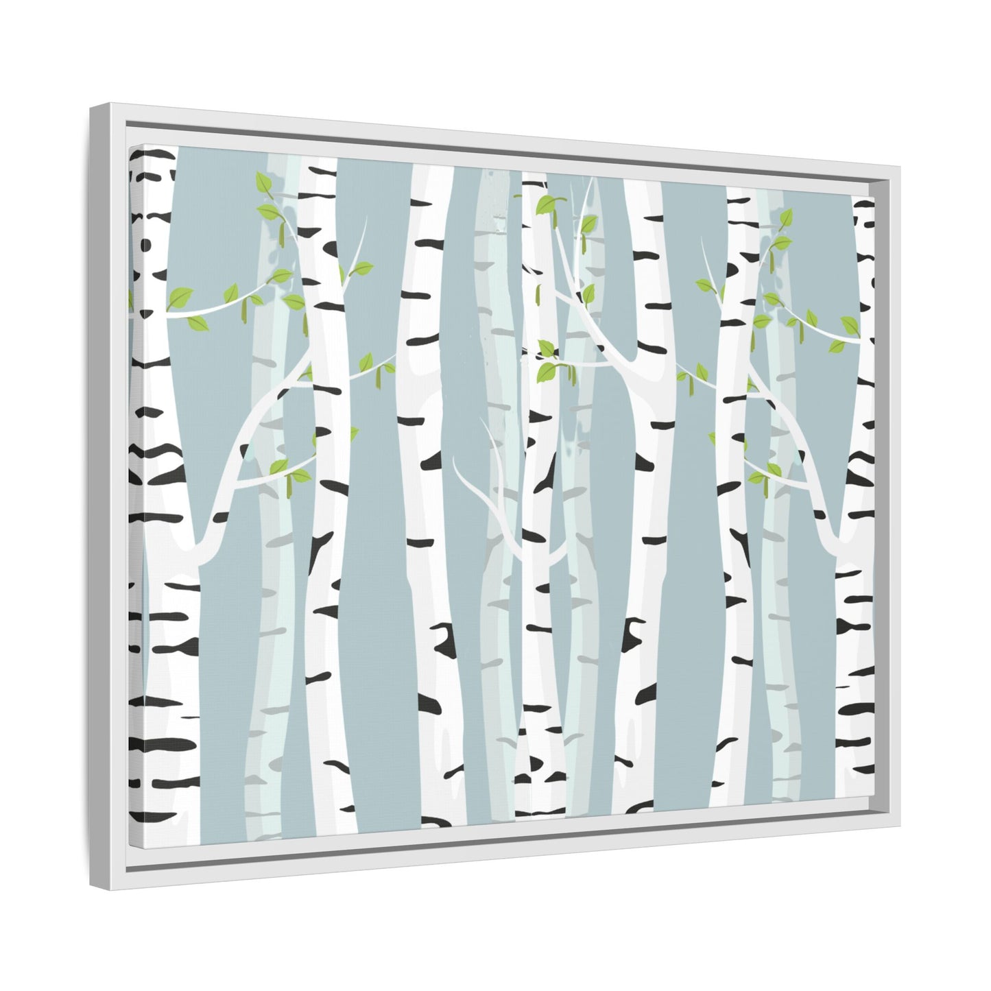 White Birch Framed Matte Canvas Art - Multiple Frame Colors & Size Options