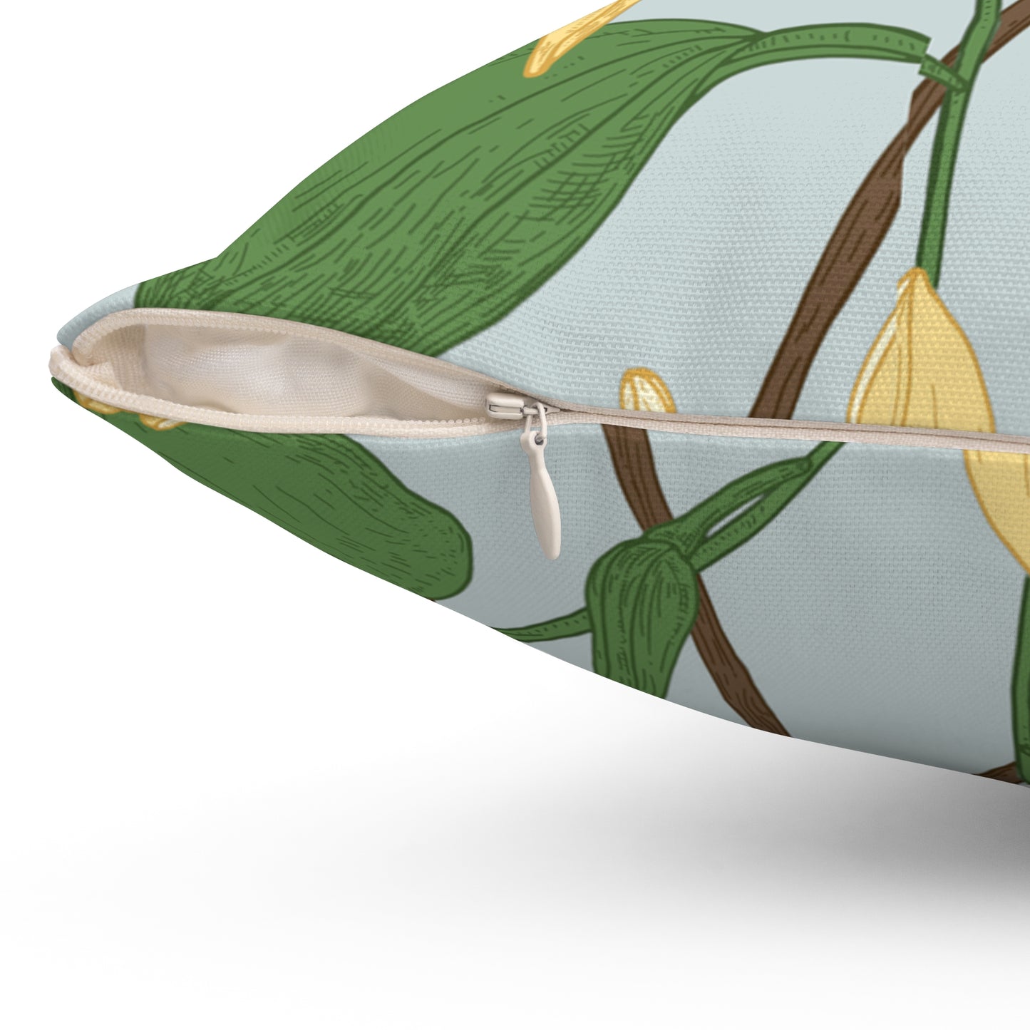 Vanilla Bean Printed Square Pillow Cover with Insert - Multiple Sizes (14"x14", 16"x16", 18"x18", 20"x20"), Includes insert and zipper closure