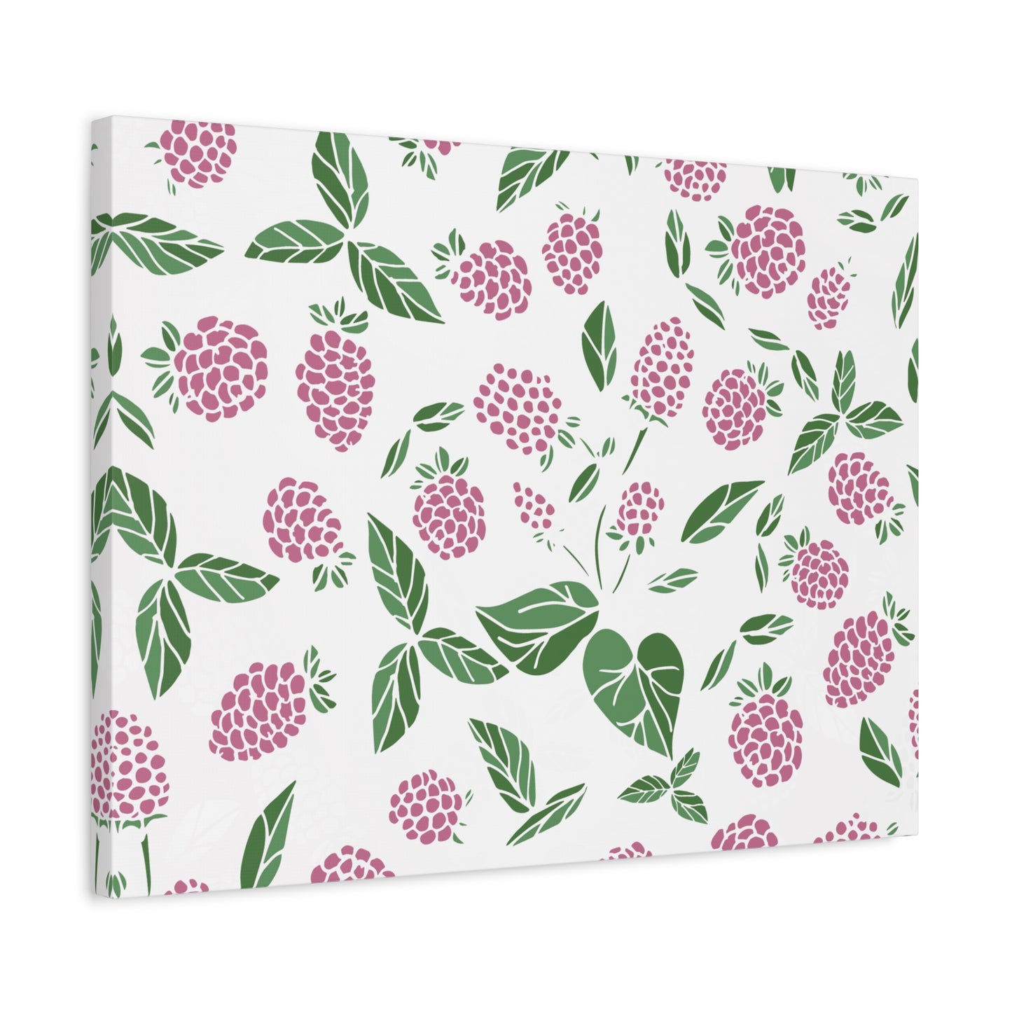 Pink Berry Canvas Wall Art Print - Multiple Sizing Options - Pink & White Art Canvas, Raspberry Print Decor, Gift for her