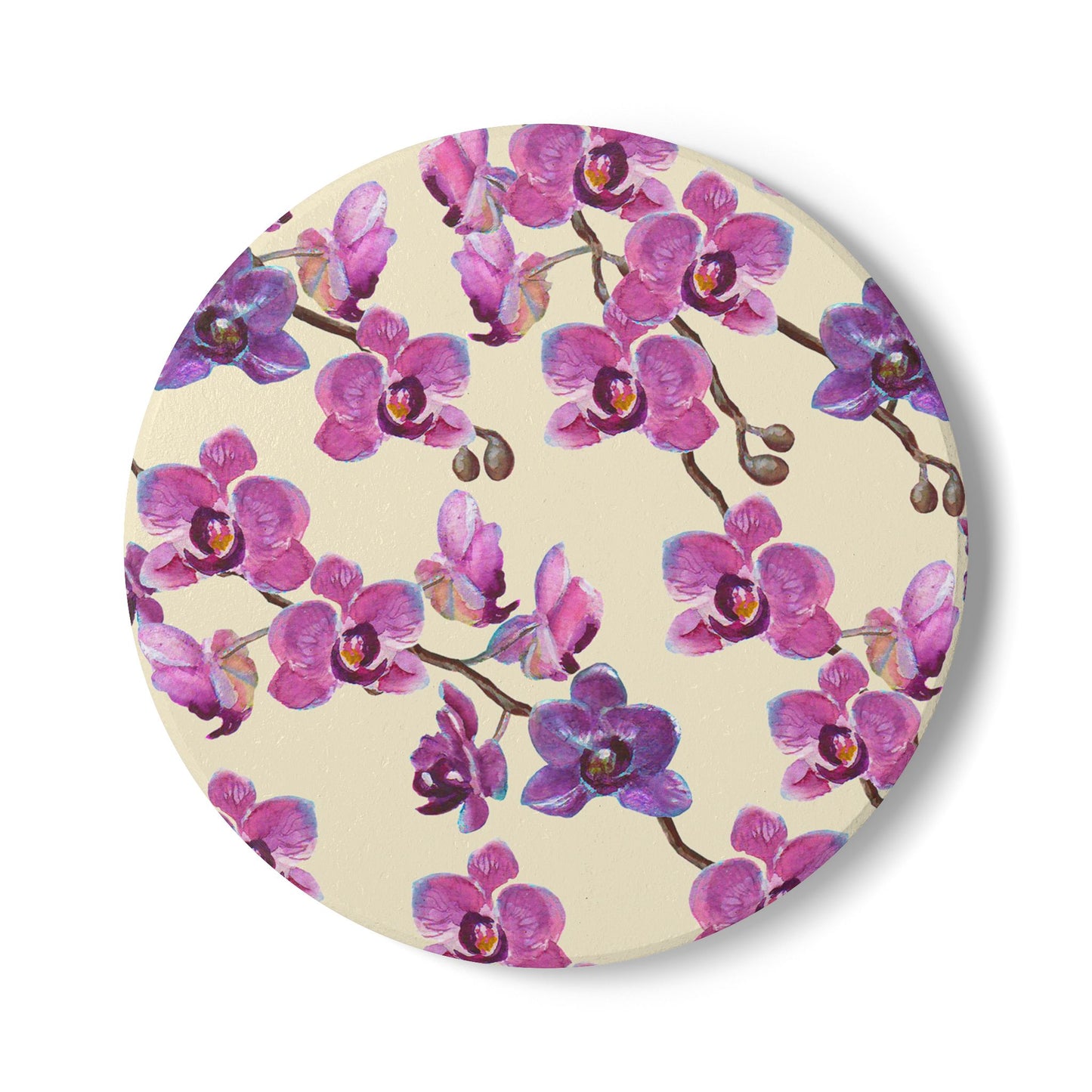 Vanilla Orchid - Ceramic Tile Coaster, Cork Backed - Round or Square Size Choices, Perfect for Home Decor & Gifts - Priced per coaster