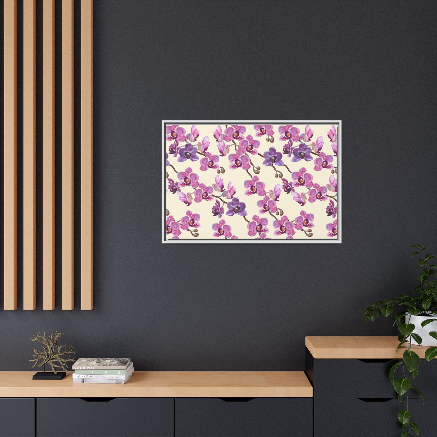 Vanilla Orchid Framed Matte Canvas Art - Multiple Frame Colors & Size Options