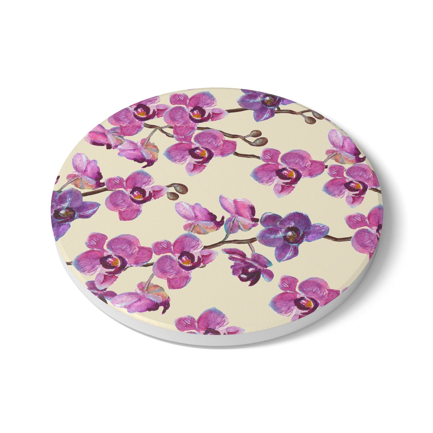 Vanilla Orchid - Ceramic Tile Coaster, Cork Backed - Round or Square Size Choices, Perfect for Home Decor & Gifts - Priced per coaster