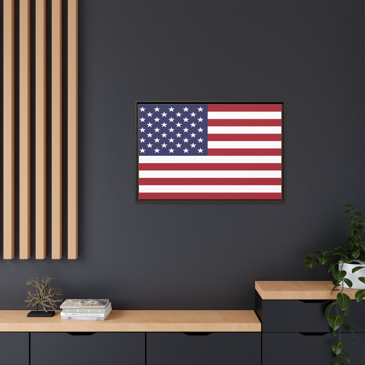 American Flag Framed Canvas Wall Art, Multiple Sizing Options with 1.25" depth - Patriotic Home Decor, USA Flag Artwork, Independence Day Decoration, Gift for Veterans
