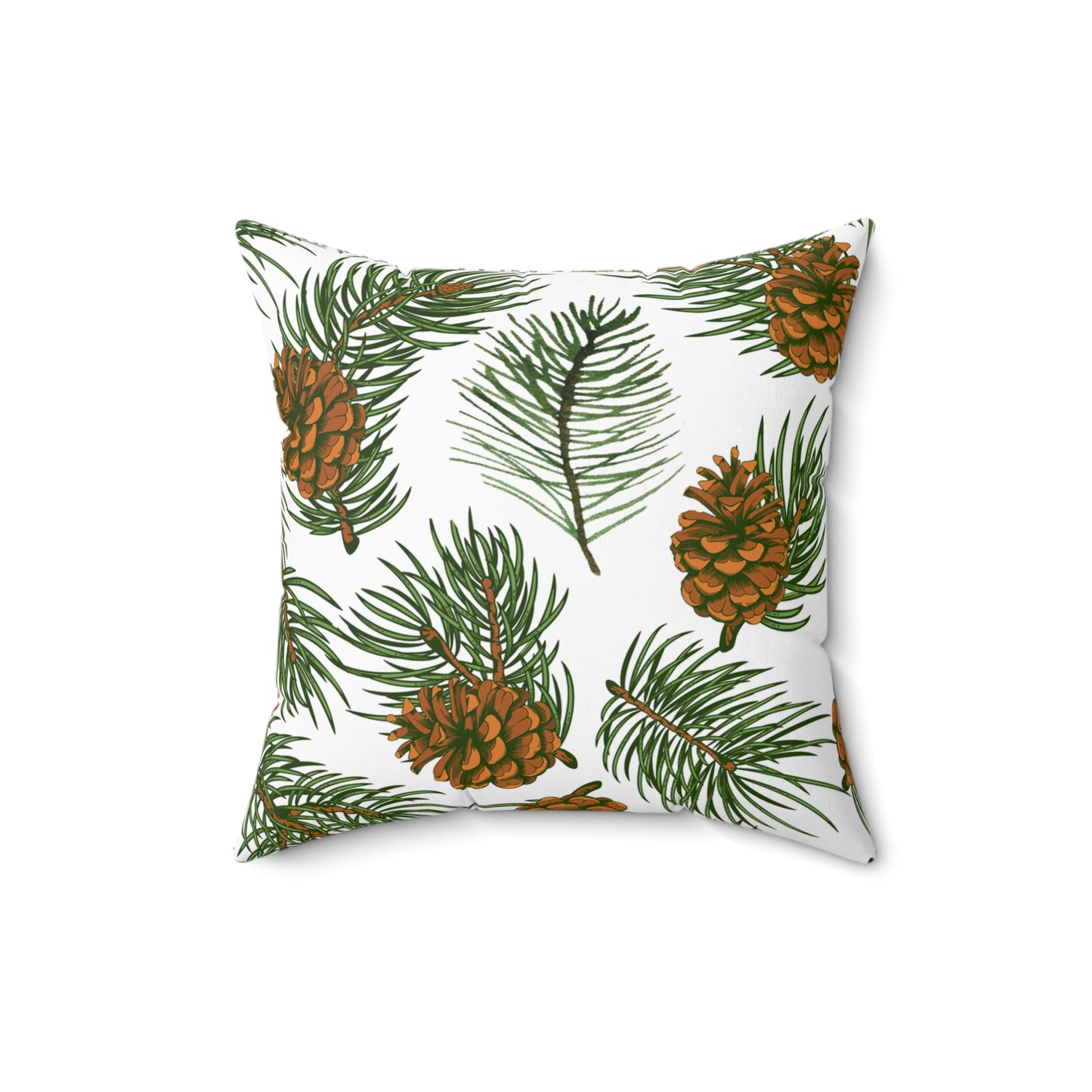 Needles & Cones Printed Square Pillow Cover with Insert - Multiple Sizes (14"x14", 16"x16", 18"x18", 20"x20"), Includes insert and zipper closure