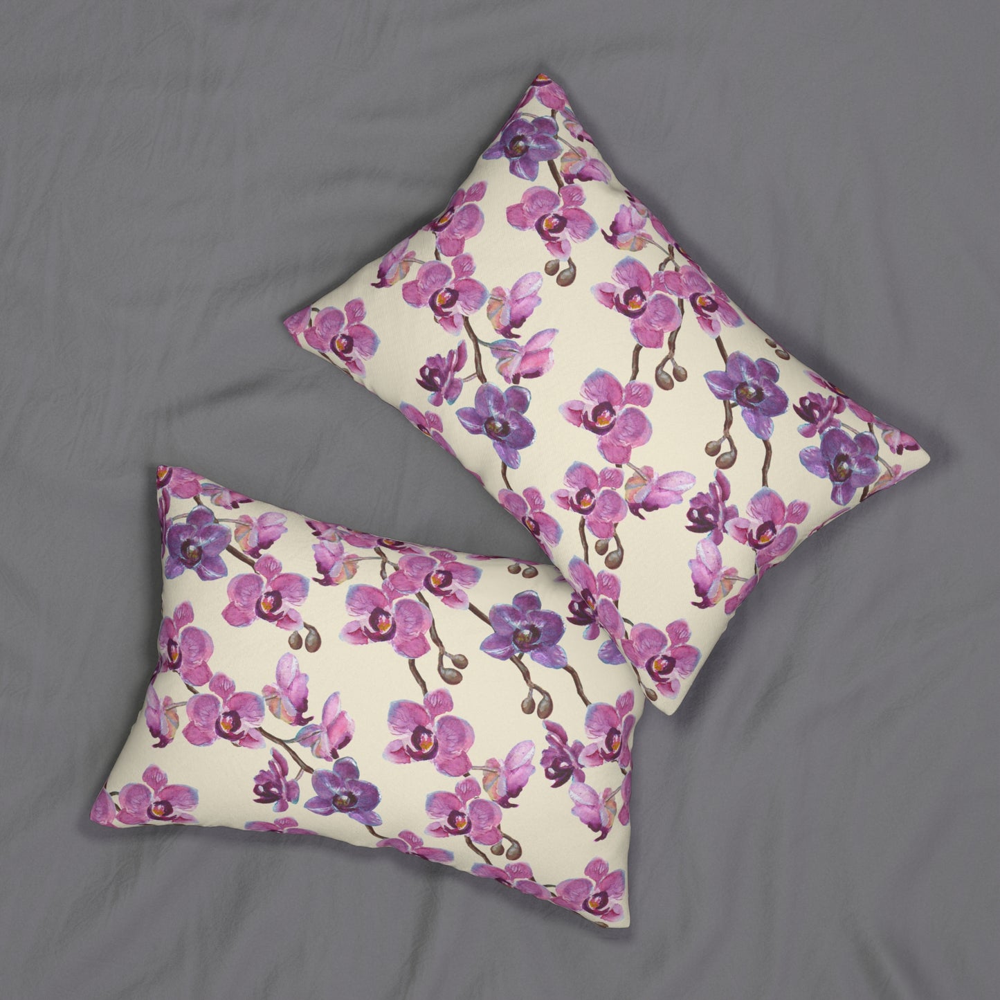 Vanilla Orchid Printed Lumbar Pillow with Insert (20" x 14") - Includes insert and zipper closure