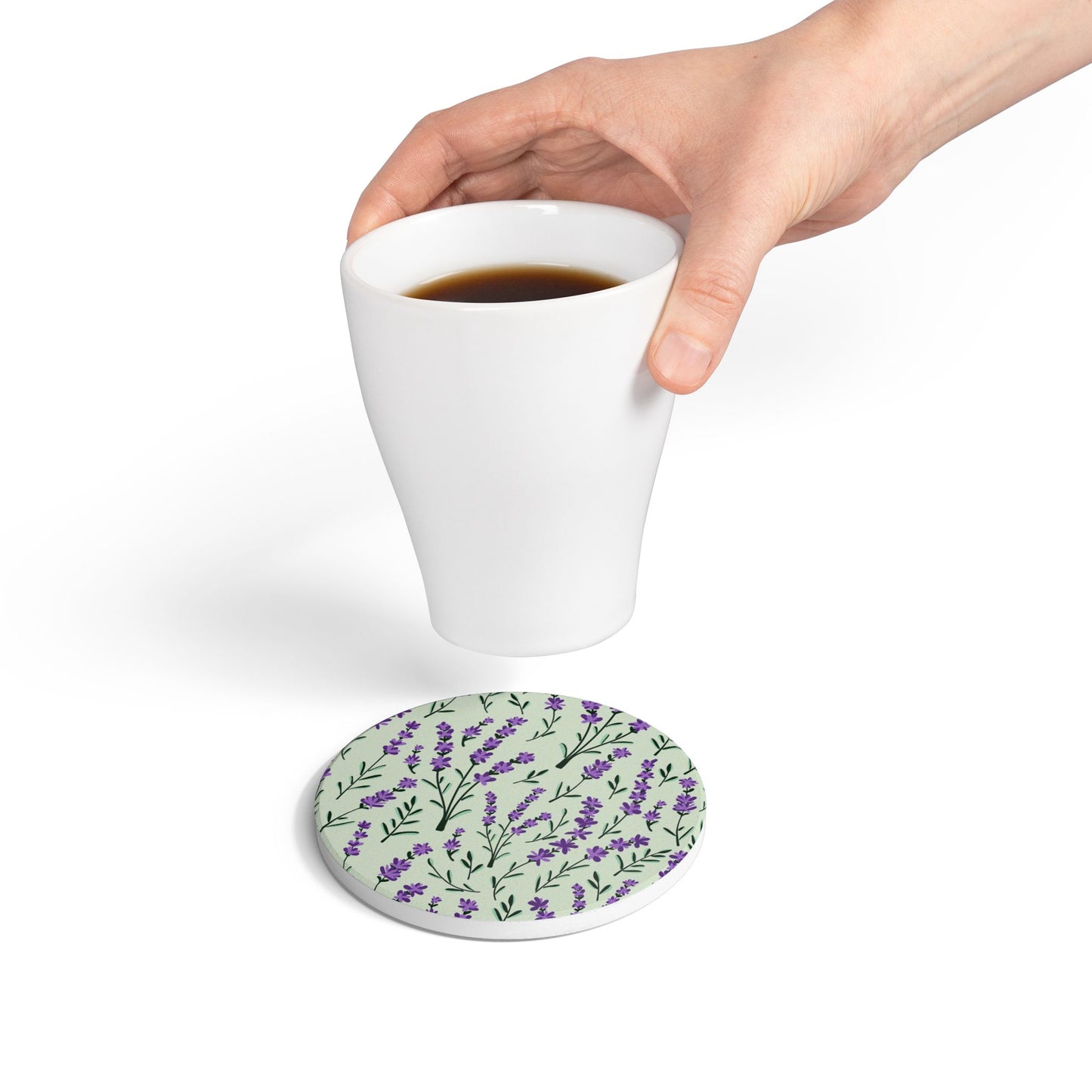 Lavender Sage - Ceramic Tile Coaster, Cork Backed - Round or Square Size Choices, Perfect for Home Decor & Gifts - Priced per coaster