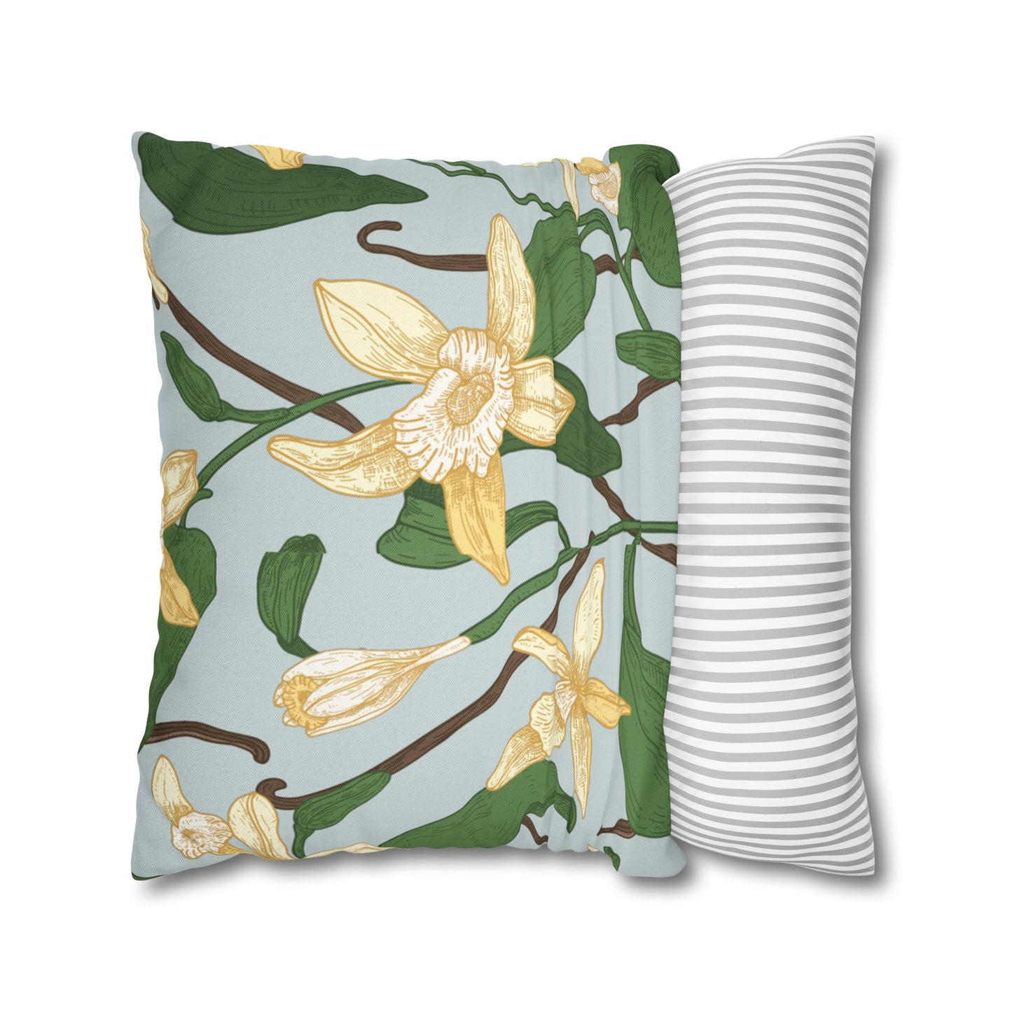 Vanilla Bean Printed Square Pillow Cover (no insert) - Multiple Sizes (14"x14", 16"x16", 18"x18", 20"x20"), Includes zipper closure