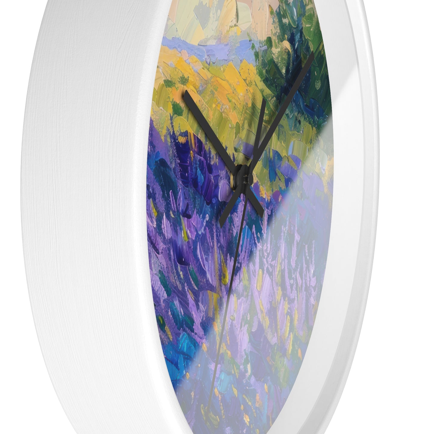 Lavender Fields Wall Clock - Select from Black, White or Natural Wood Color
